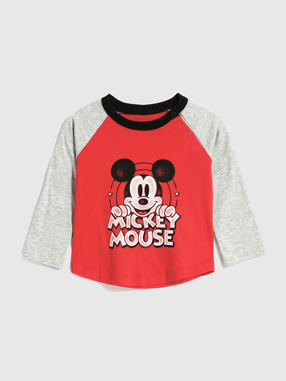 嬰兒裝|Gap x Disney迪士尼聯名 可愛圓領長袖T恤-橘紅色