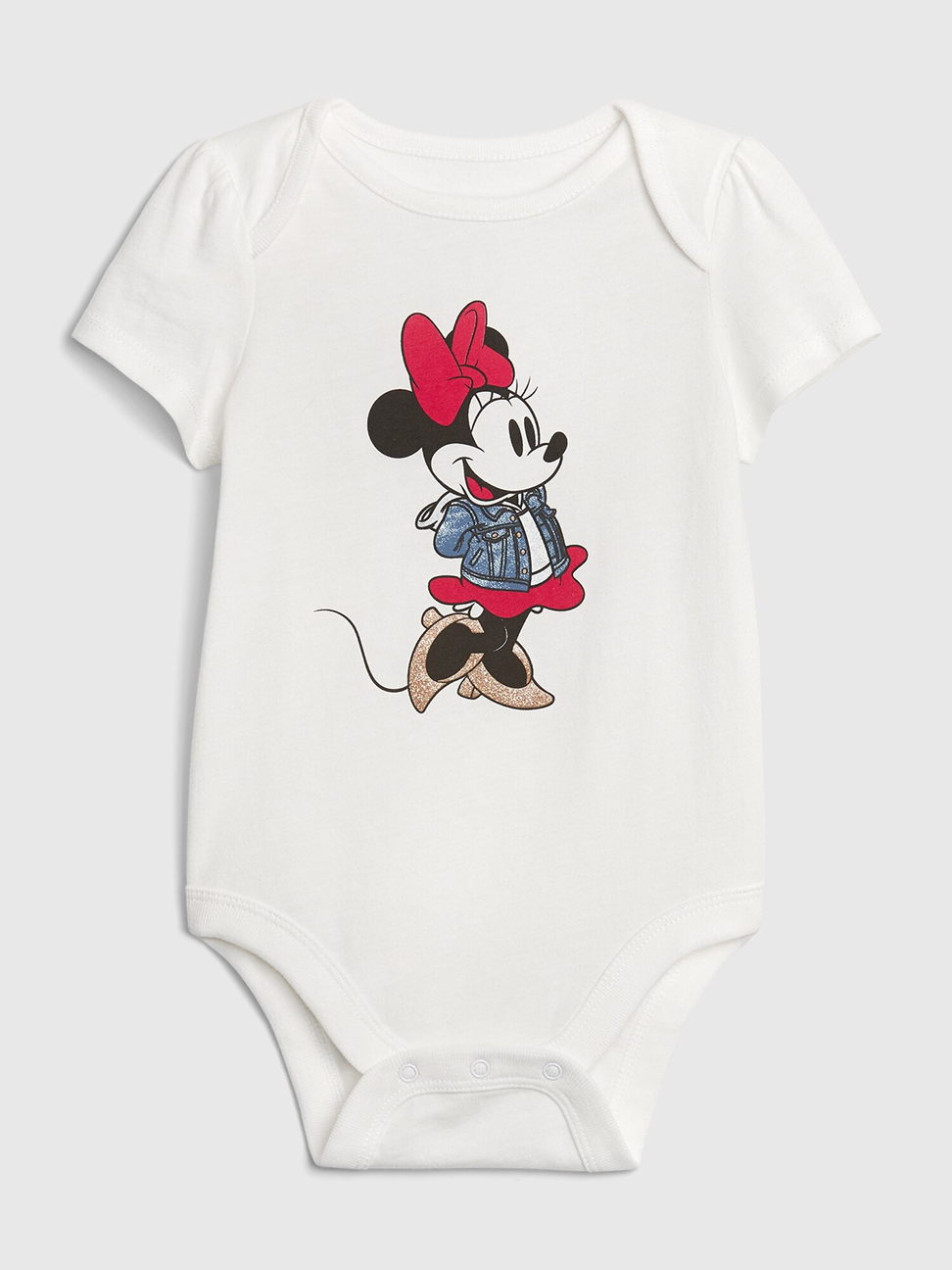 嬰兒裝|Gap x Disney迪士尼聯名 短袖包屁衣-白色