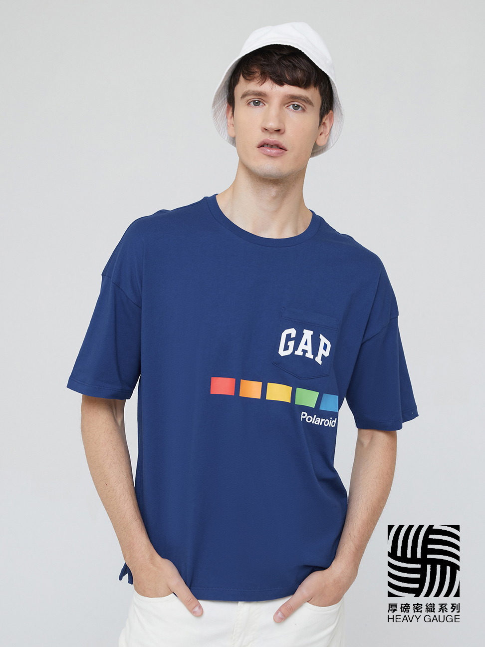 男女同款|Gap x Polaroid聯名 Logo短袖T恤-藍色