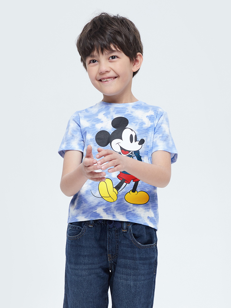 男幼童裝|Gap x Disney迪士尼聯名 印花短袖T恤-藍色紮染
