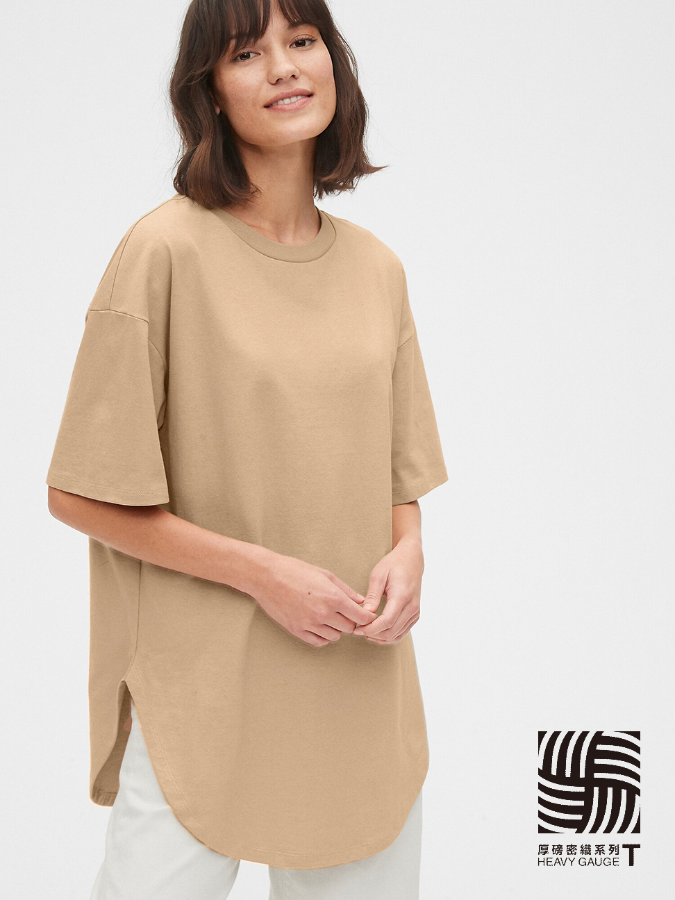 女裝|棉質舒適圓領短袖T恤-駱駝毛米黃