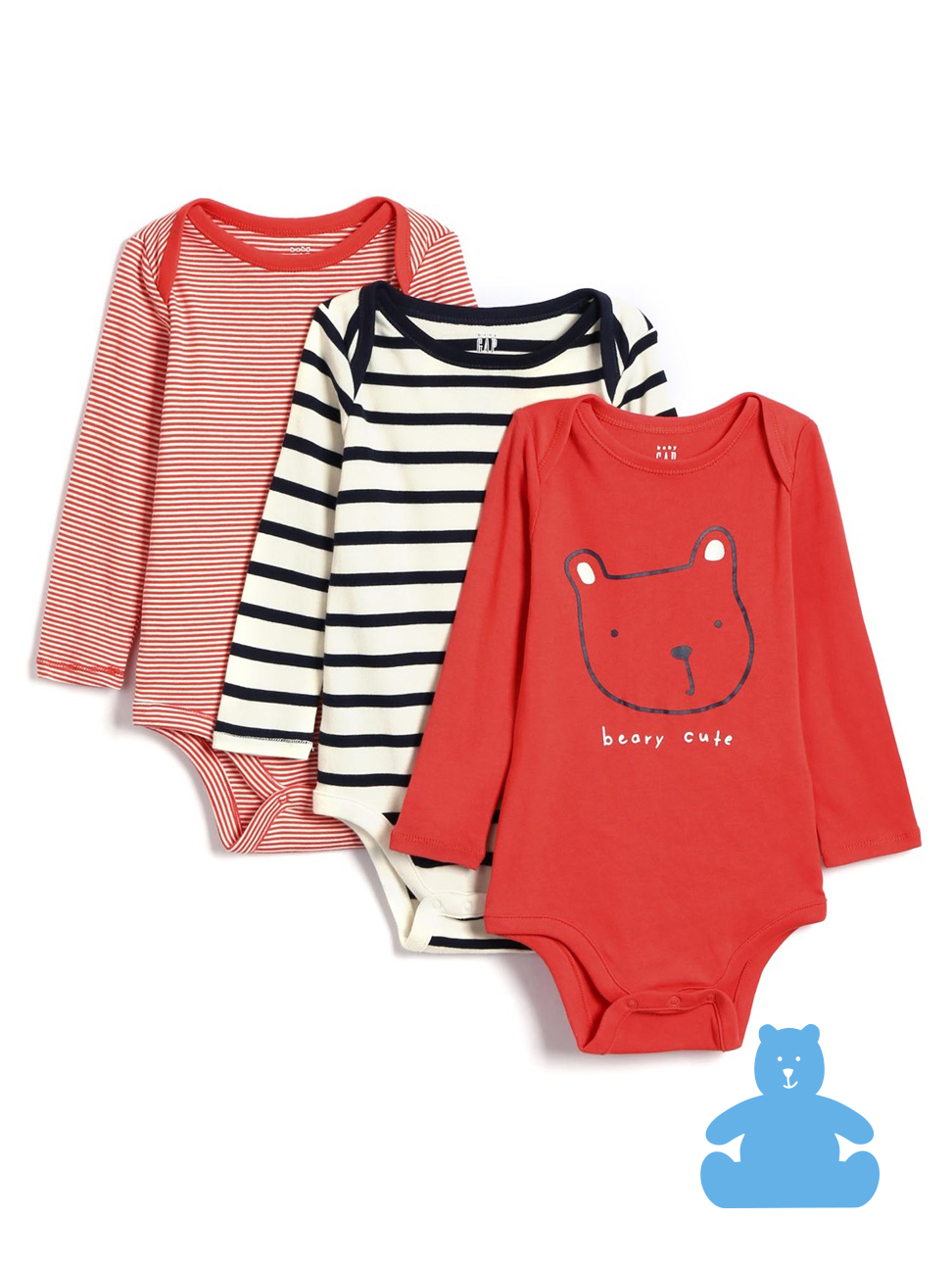 嬰兒裝|刺繡包屁衣三件組 布萊納系列-朱紅色