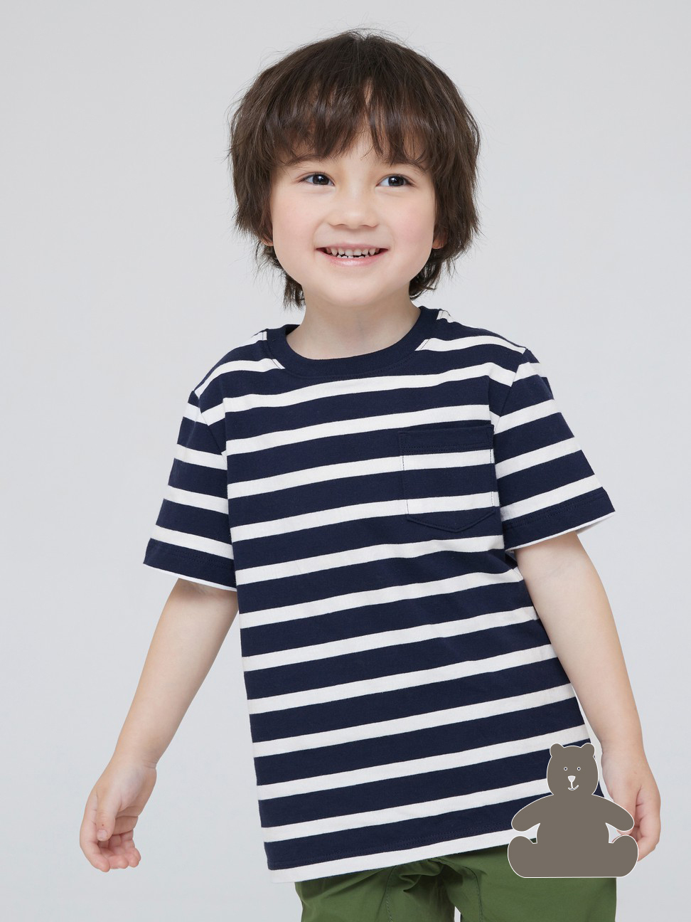 男幼童裝|純棉條紋圓領短袖T恤-海軍藍條紋