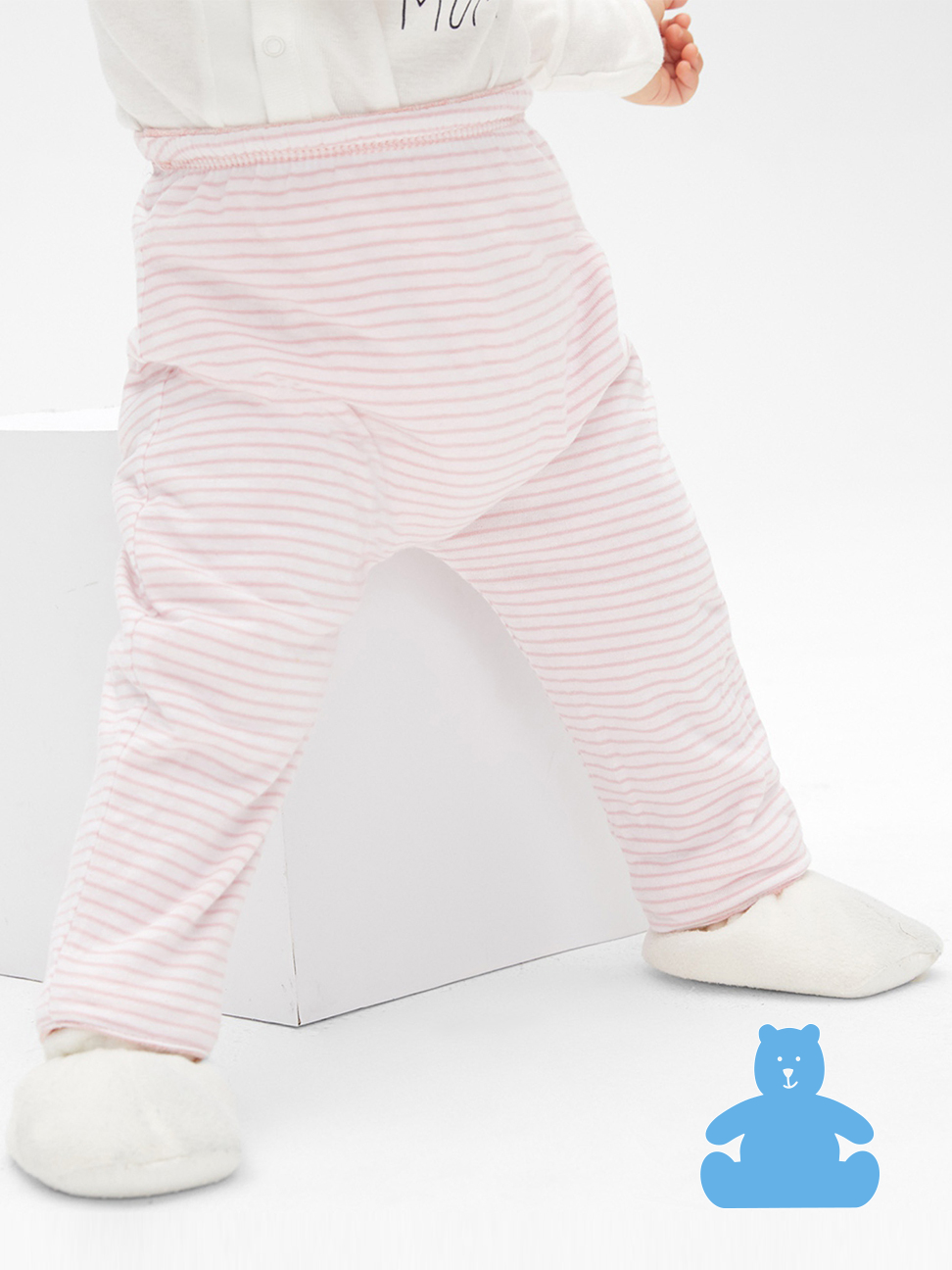 嬰兒裝|柔軟舒適雙面穿鬆緊長褲 布萊納系列-俏皮粉色