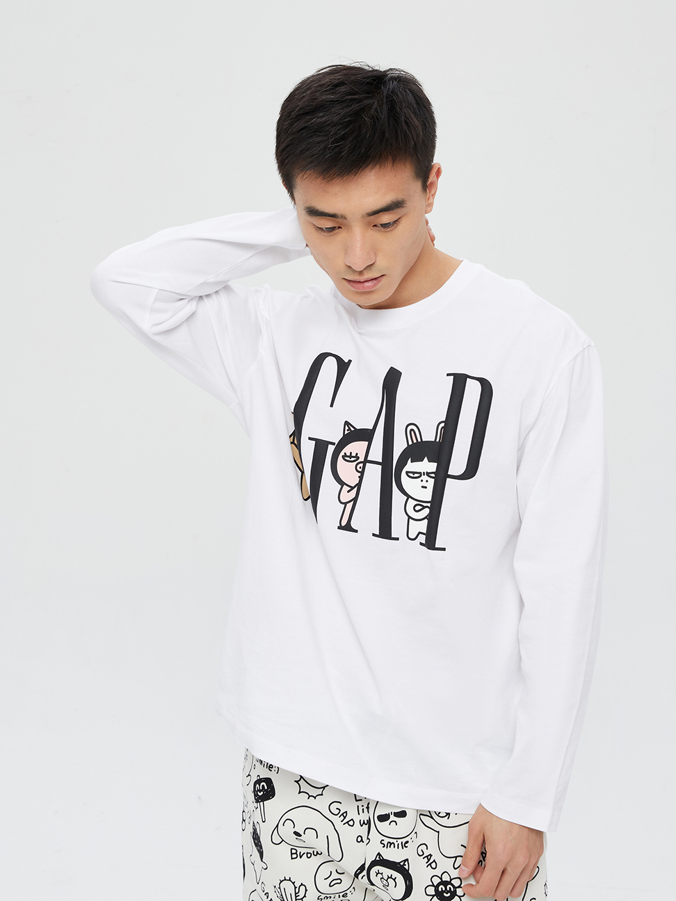 男女同款|Gap x HOZO聯名 Logo純棉長袖T恤