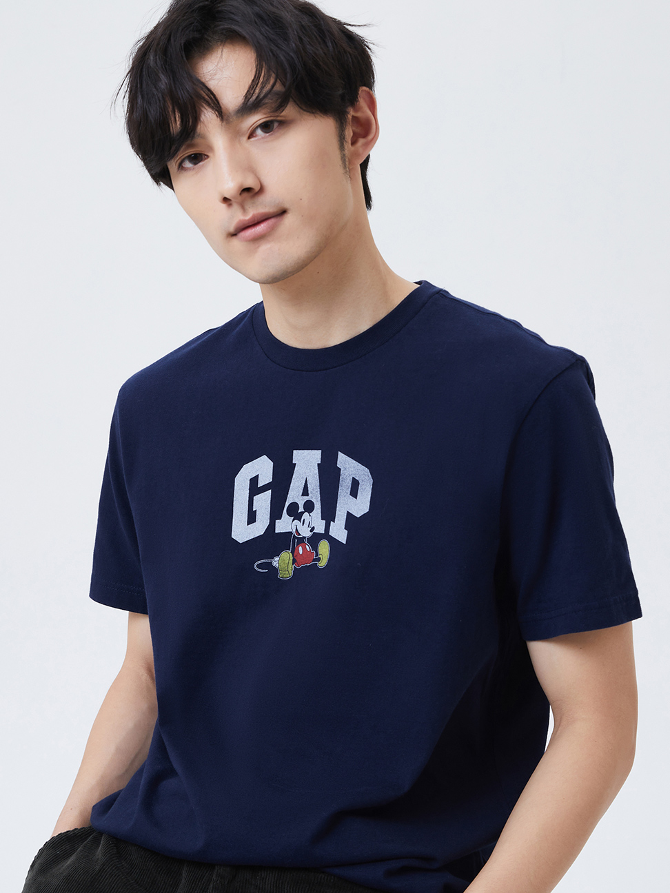男裝|Gap x Disney迪士尼聯名 Logo短袖T恤-海軍藍