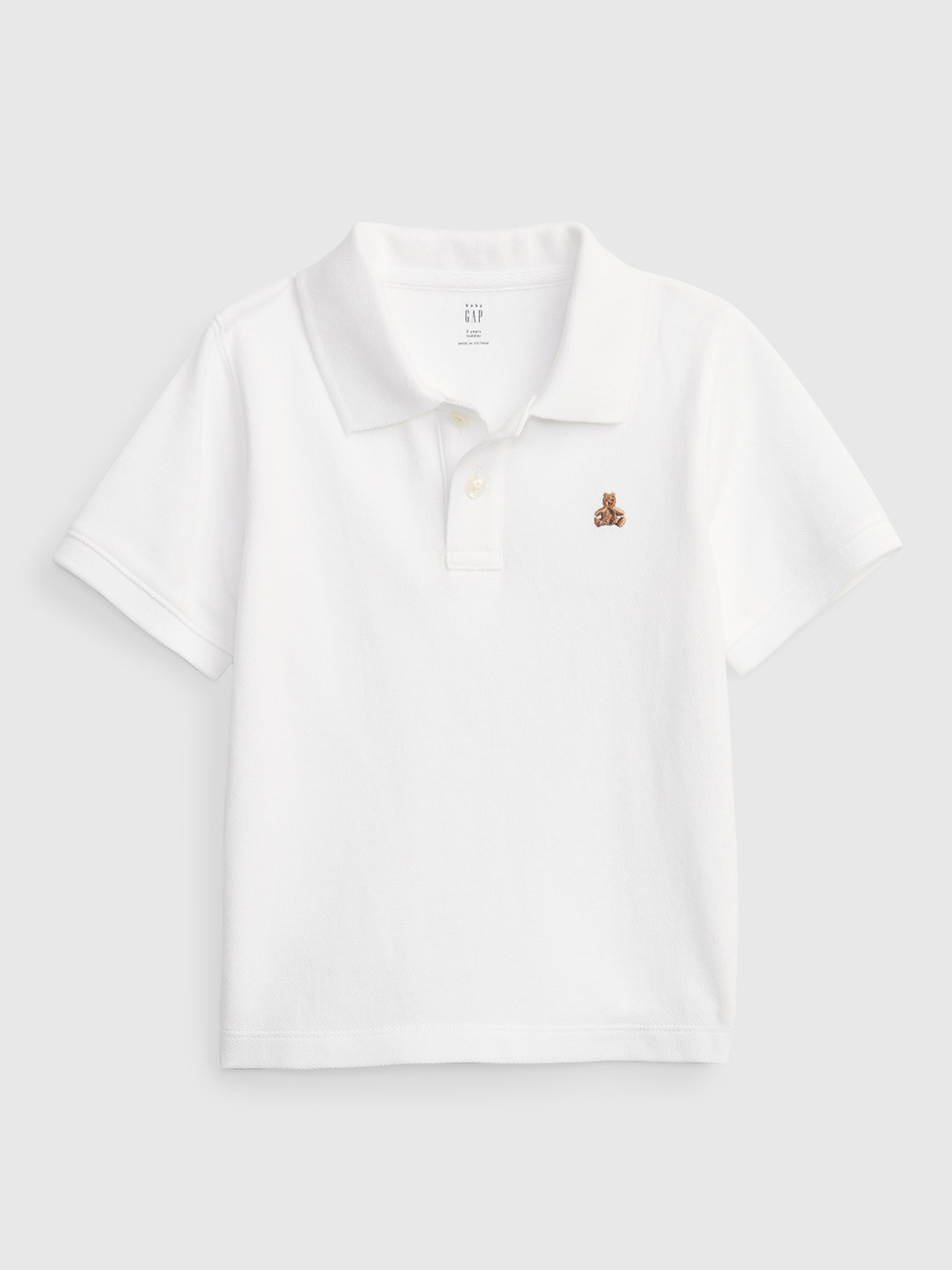 男幼童裝|小熊刺繡短袖POLO衫 布萊納系列-白色