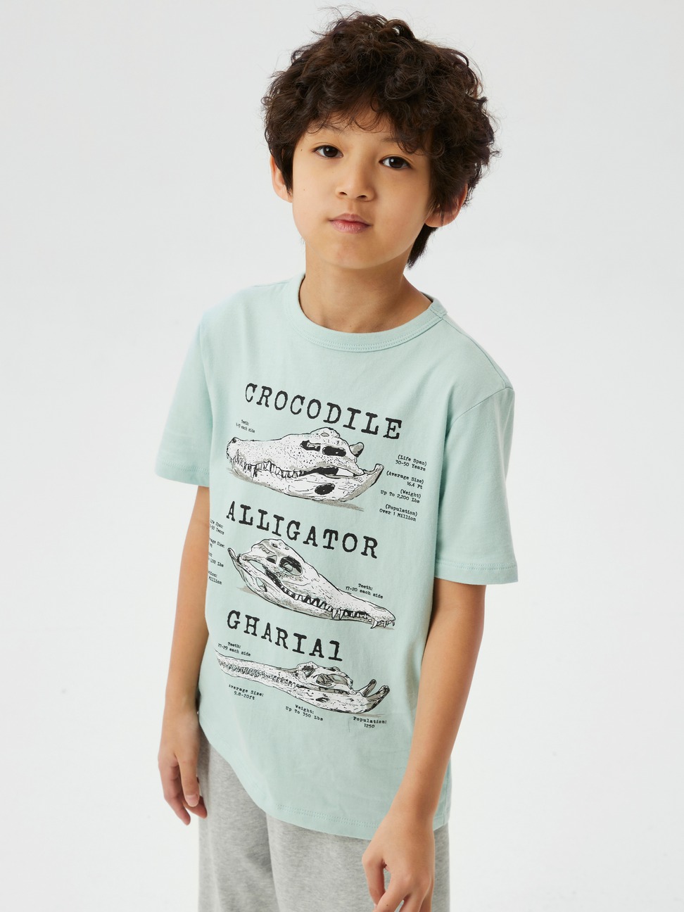 男童裝|純棉Logo/印花寬鬆短袖T恤-淺綠色