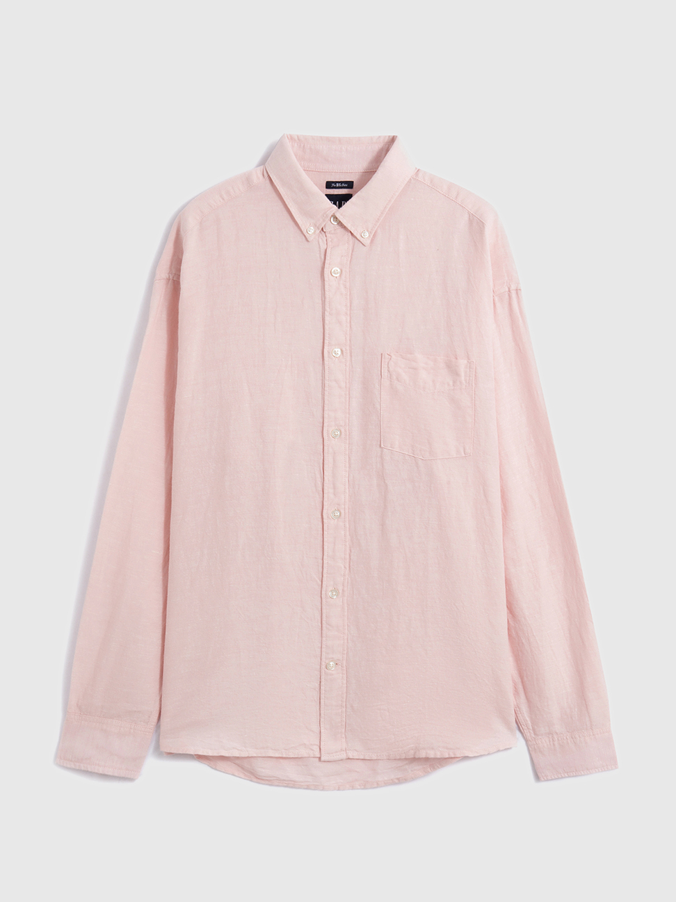 男裝|亞麻商務翻領長袖襯衫-粉色