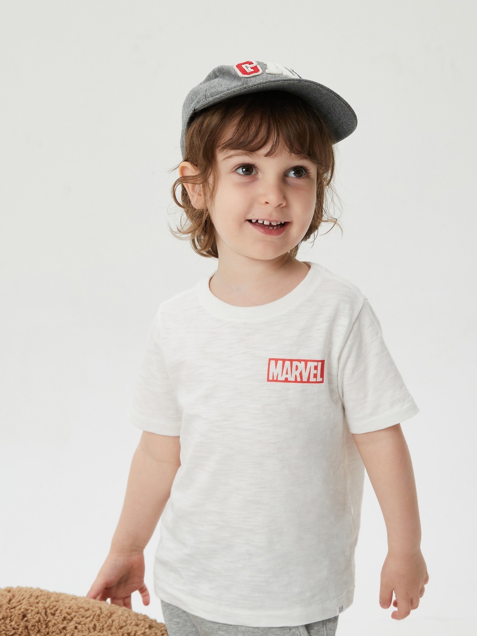 男幼童裝|Gap x Marvel漫威聯名 純棉短袖T恤-白色