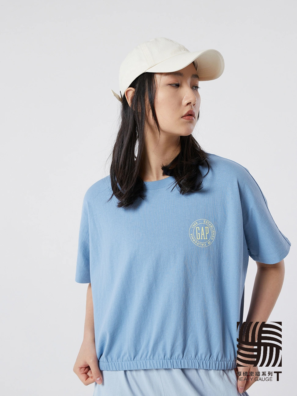女裝|Logo純棉短袖T恤-藍色