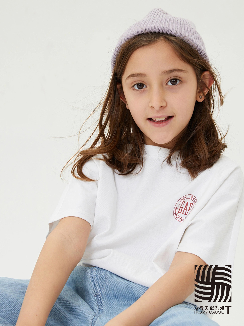 女童|Logo馬卡龍色短袖T恤-白色
