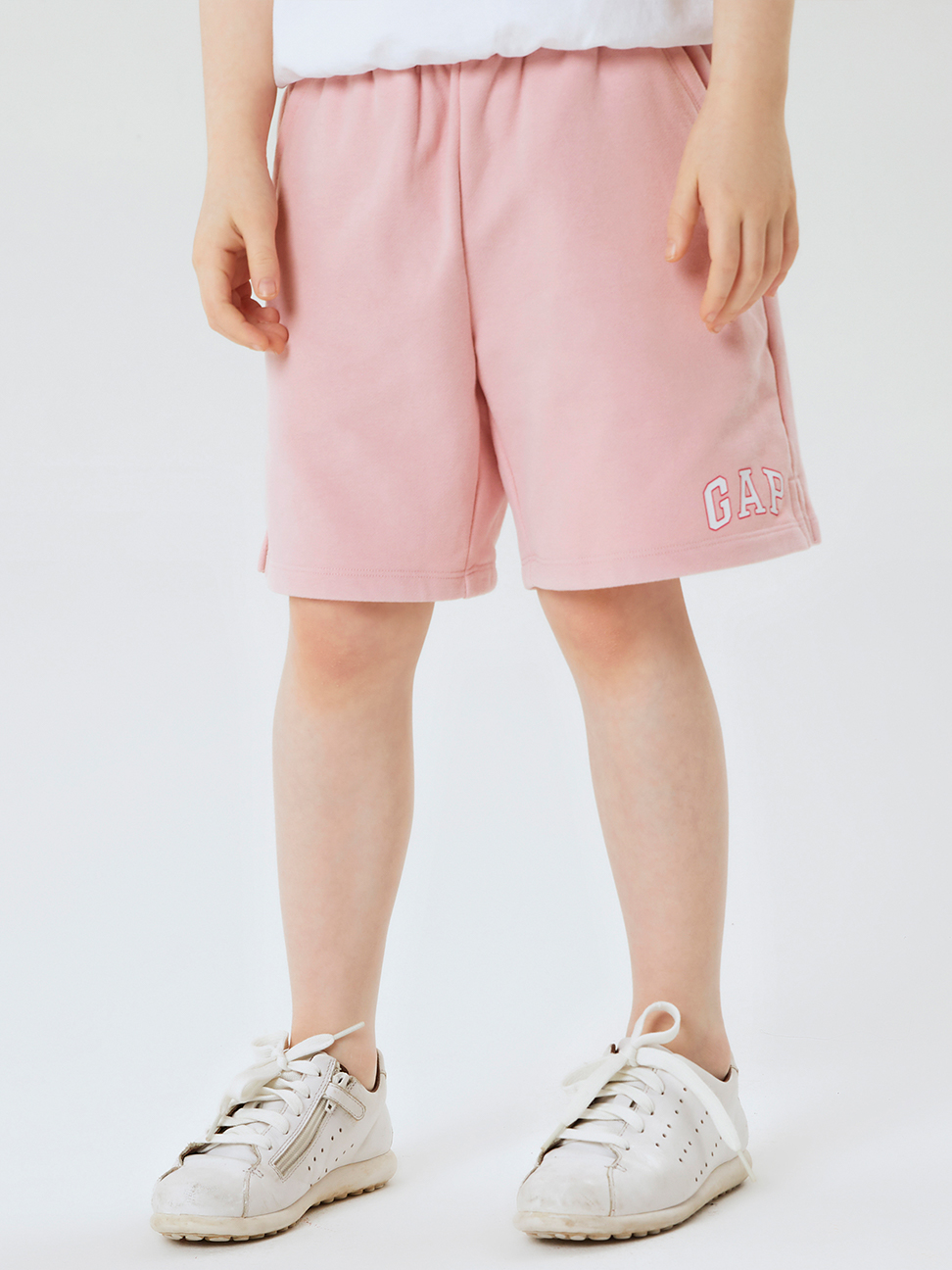 女童|Logo針織短褲-淡粉色