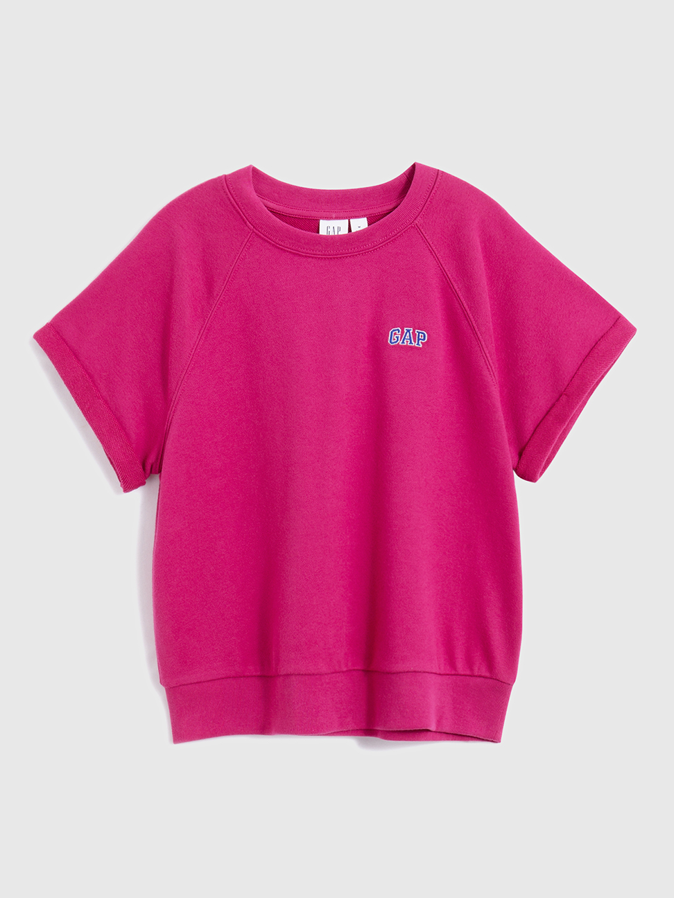 女童|碳素軟磨 法式圈織系列 Logo寬鬆短袖休閒運動上衣