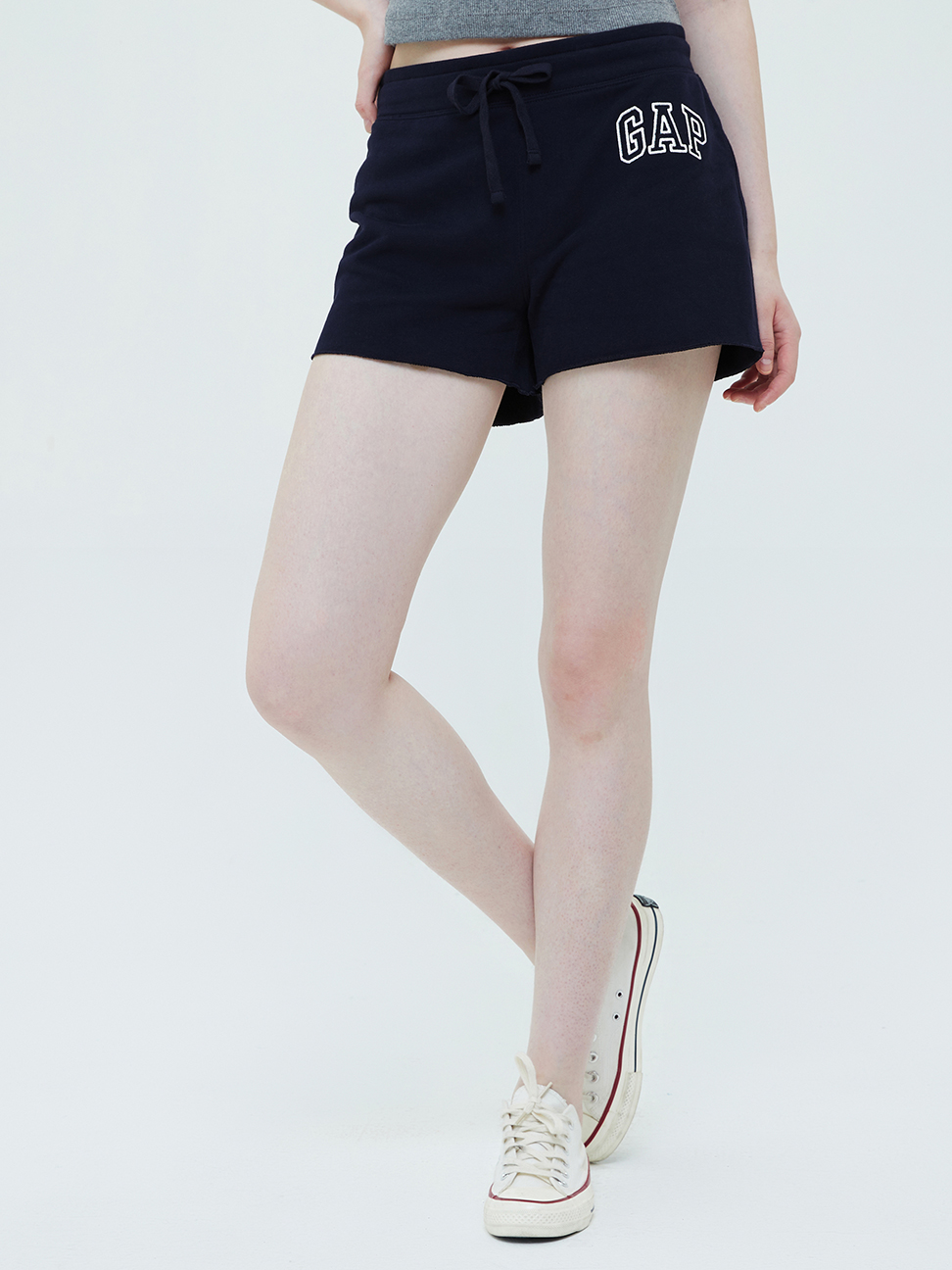 女裝|碳素軟磨 法式圈織系列 Logo高腰休閒短褲
