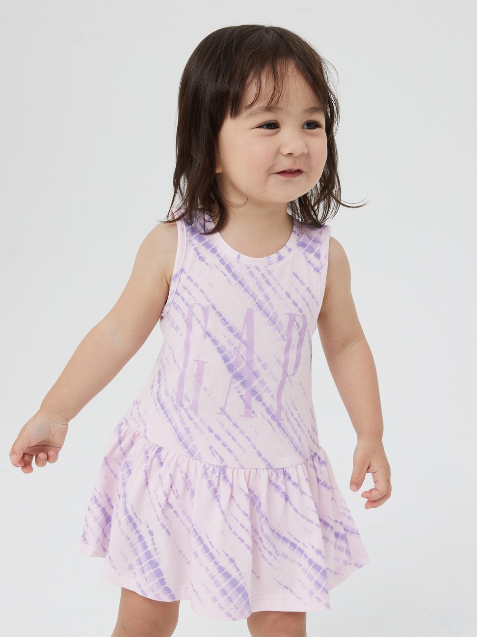 嬰兒裝|Logo純棉紮染背心洋裝家居套裝-淺紫色