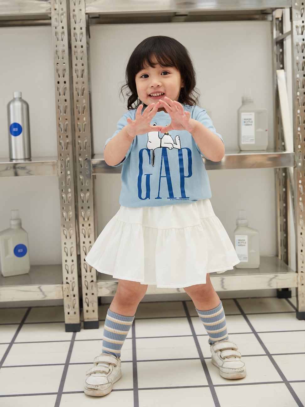 幼童裝|Gap x Snoopy史努比聯名 Logo短袖T恤-冰藍色