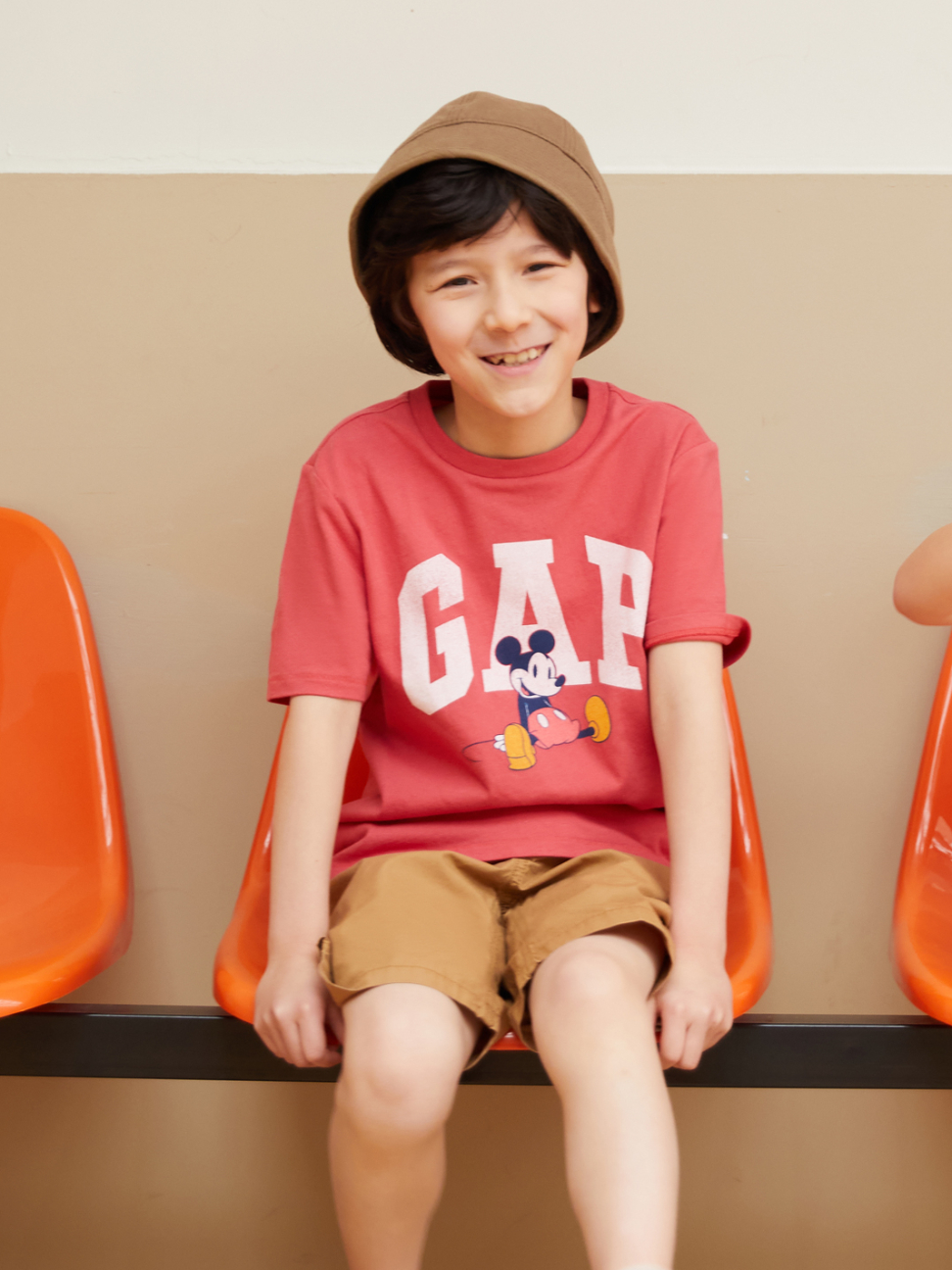 男童| Gap x Disney迪士尼聯名 Logo純棉印花短袖T恤-紅色
