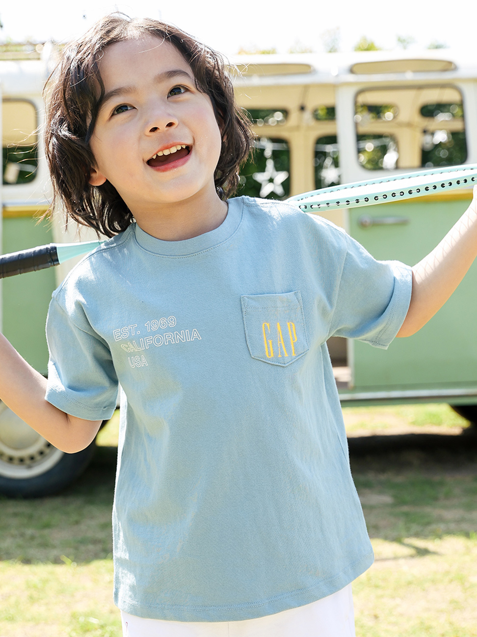 男童|Logo寬鬆短袖T恤-藍色
