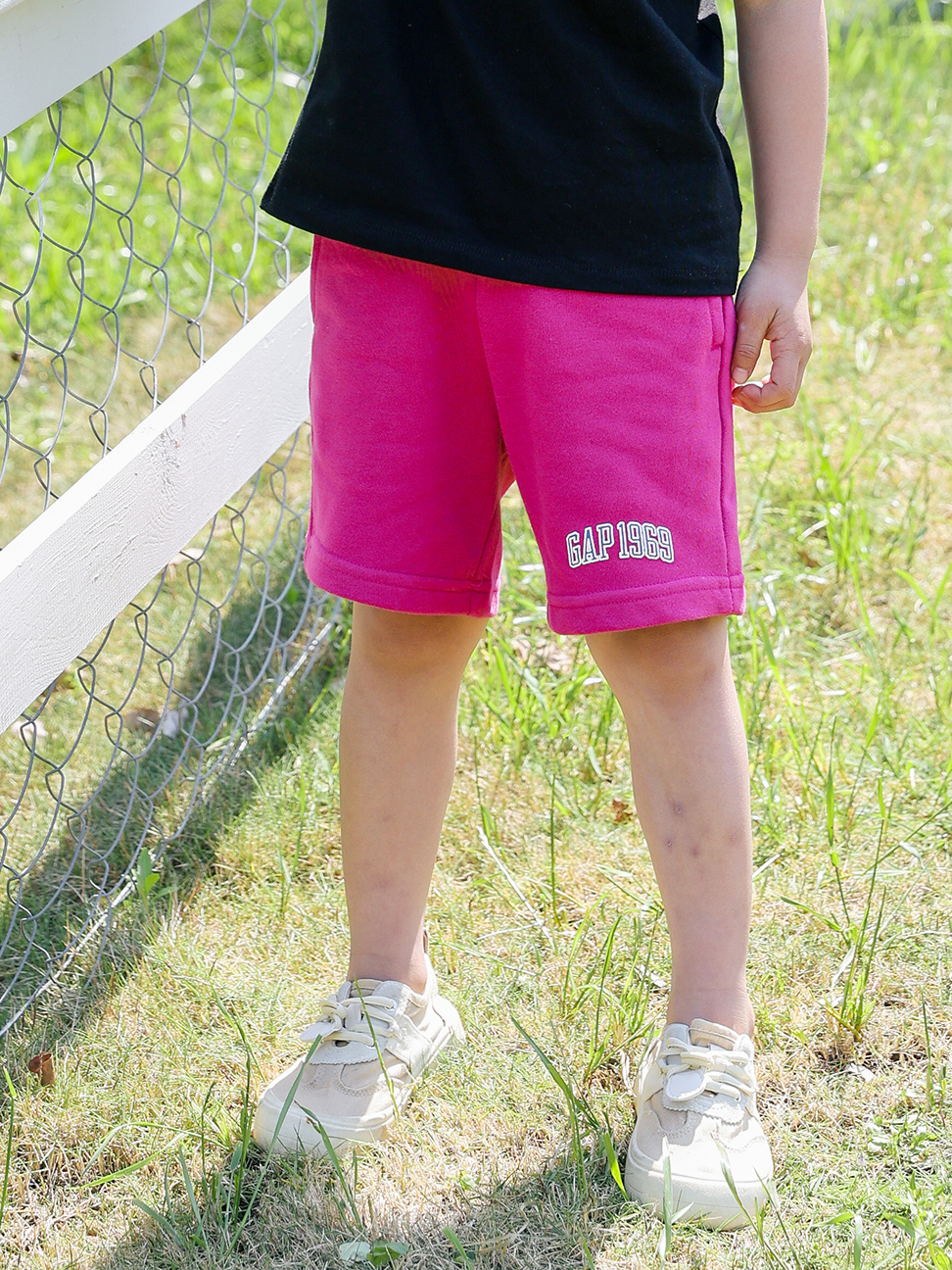 男童|碳素軟磨 法式圈織系列 Logo寬鬆休閒運動短褲