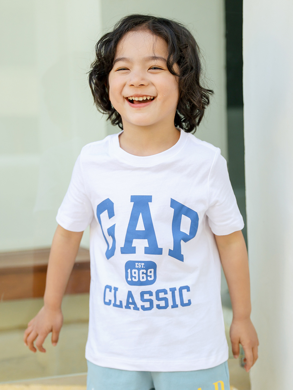 兒童裝|Logo純棉印花短袖T恤-白色