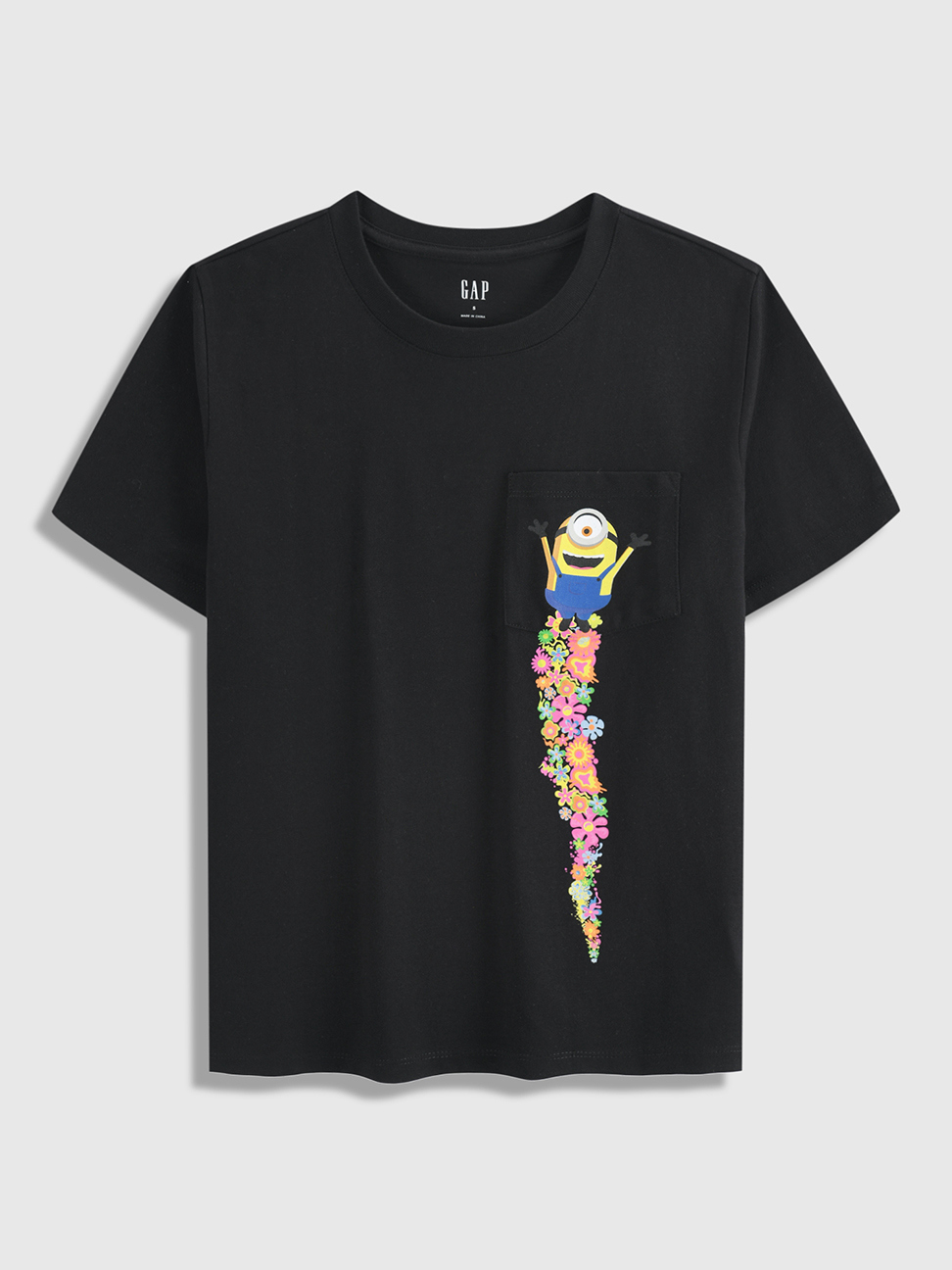 女裝|Gap x Minions小小兵聯名 純棉後領Logo短袖T恤-黑色