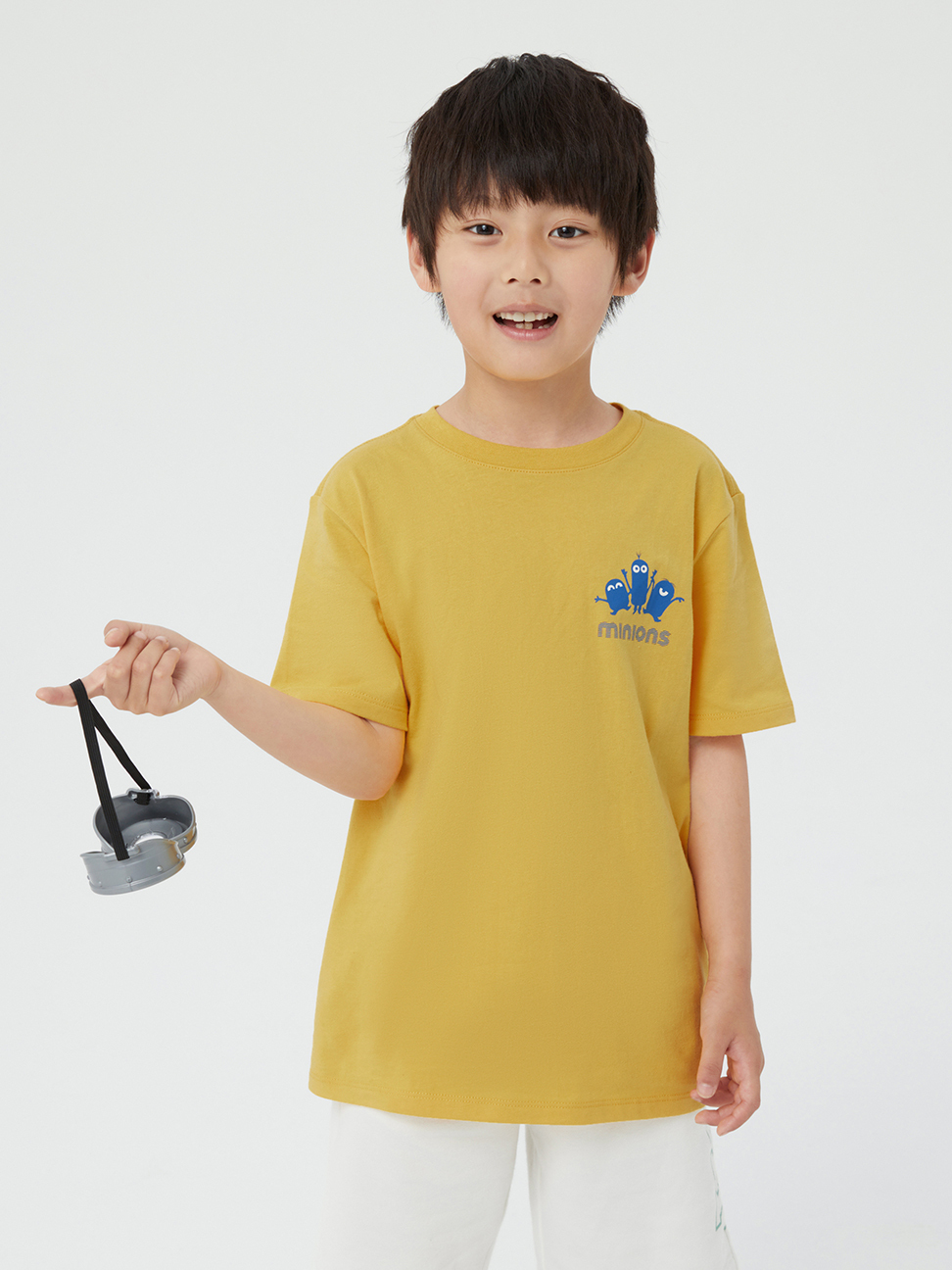 兒童裝|Gap x Minions小小兵聯名 純棉後領Logo短袖T恤-黃色