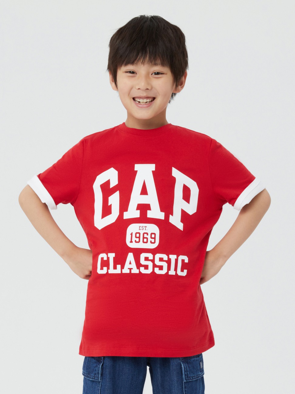 兒童裝|Logo純棉印花短袖T恤-紅色