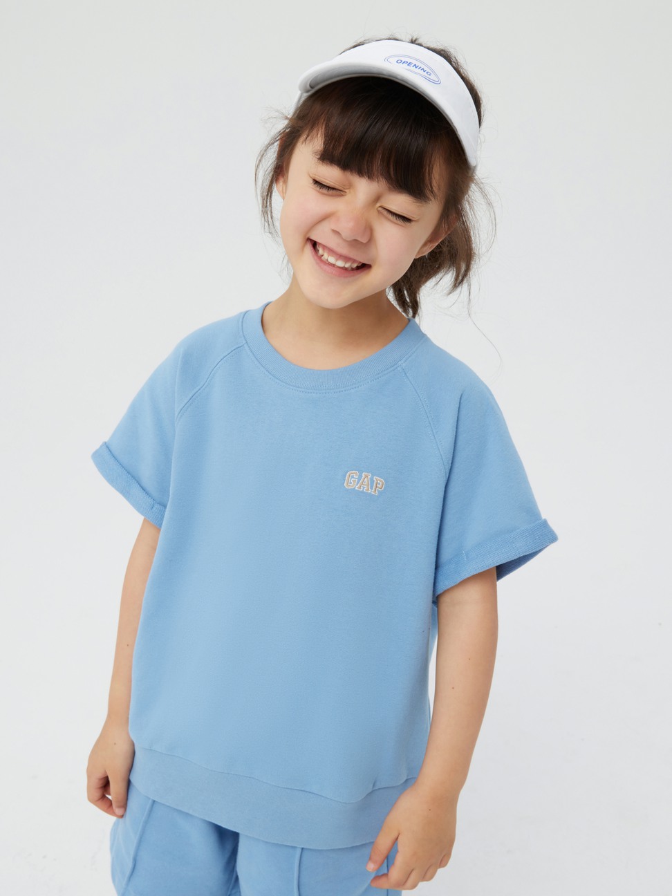女童|碳素軟磨 法式圈織系列 Logo寬鬆短袖休閒運動上衣