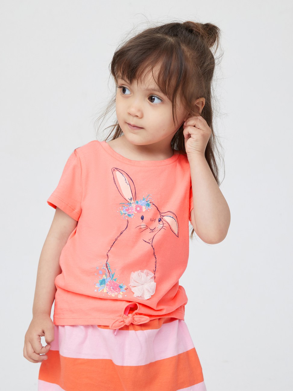 女幼童|互動趣味立體印花短袖T恤-粉色