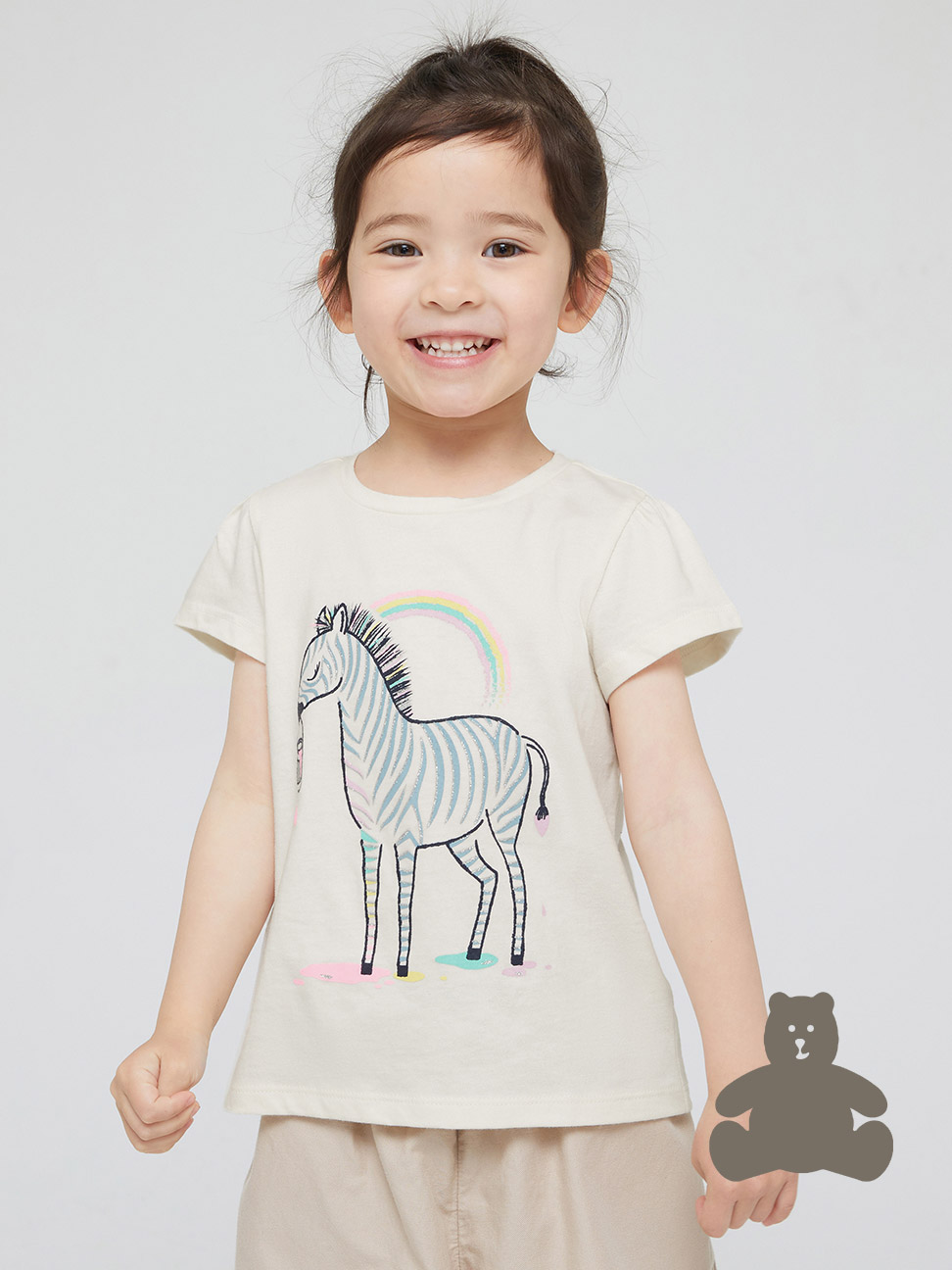女幼童裝|童趣印花泡泡袖T恤 布萊納系列-象牙白