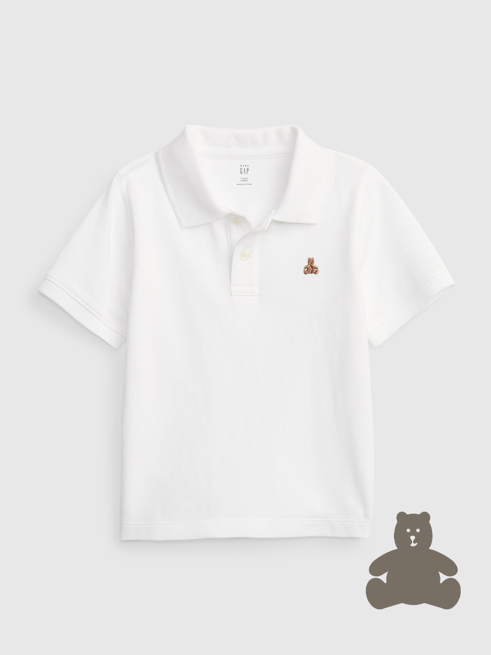 男幼童|小熊刺繡短袖POLO衫 布萊納系列-白色