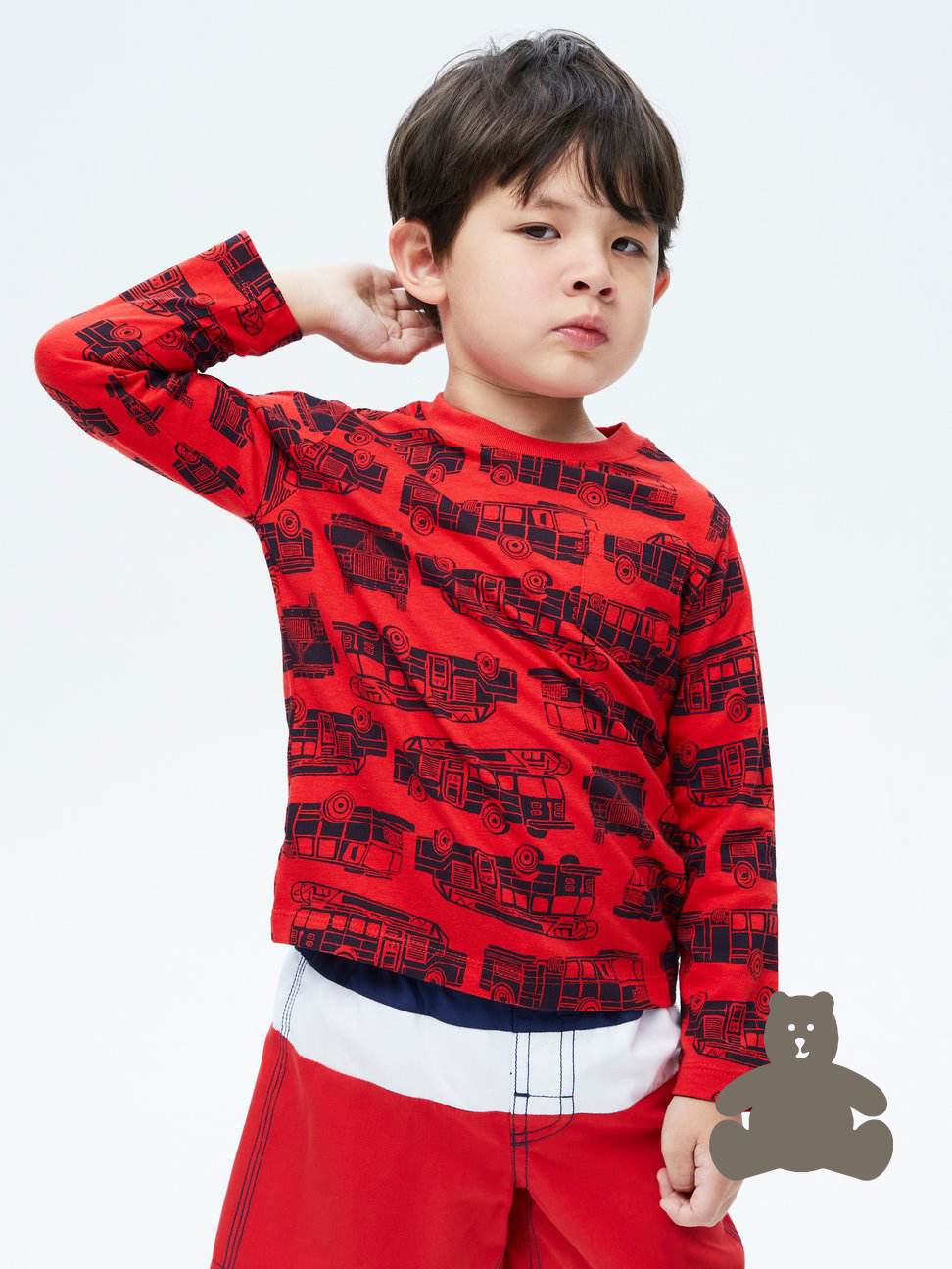 男幼童裝|純棉創意印花長袖T恤 布萊納系列-紅色