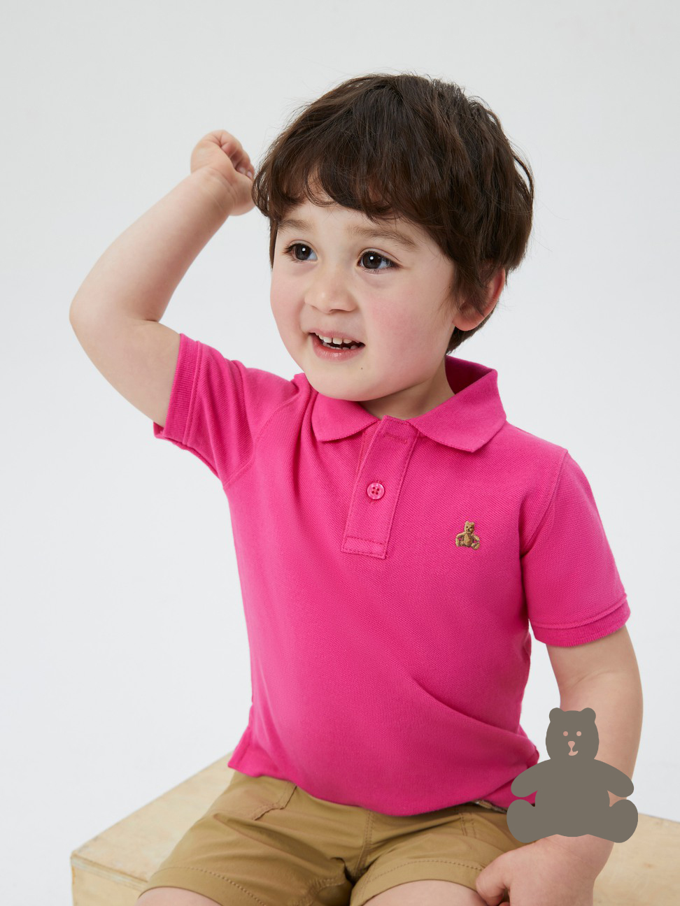 男幼童裝|小熊刺繡短袖POLO衫 布萊納系列-紫紅色