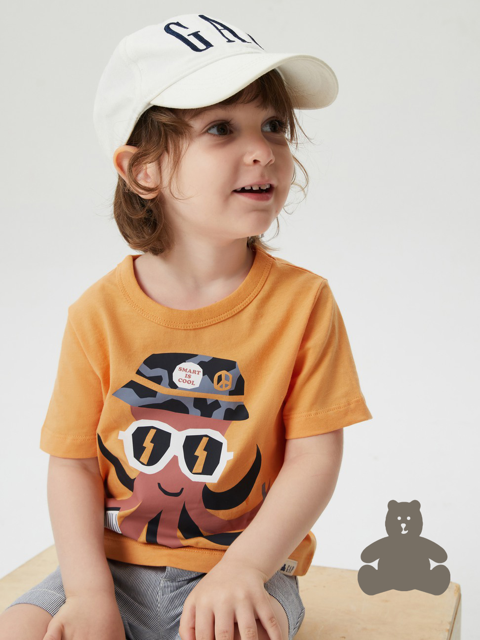 男幼童|海灘印花純棉短袖T恤 布萊納系列-橙色