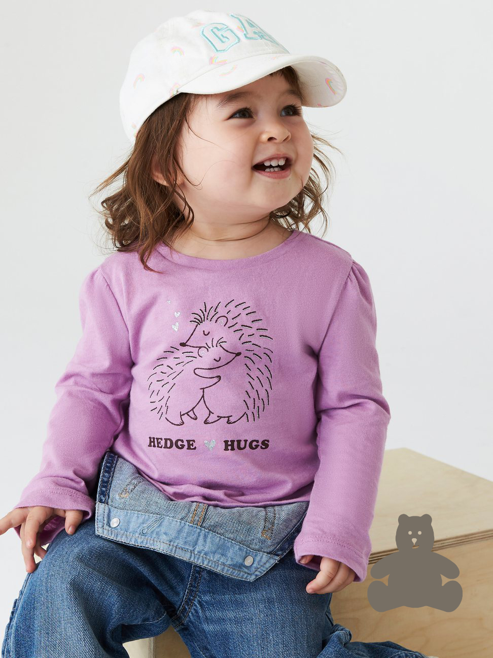 女幼童|純棉印花褶皺長袖T恤 布萊納系列-刺蝟圖案
