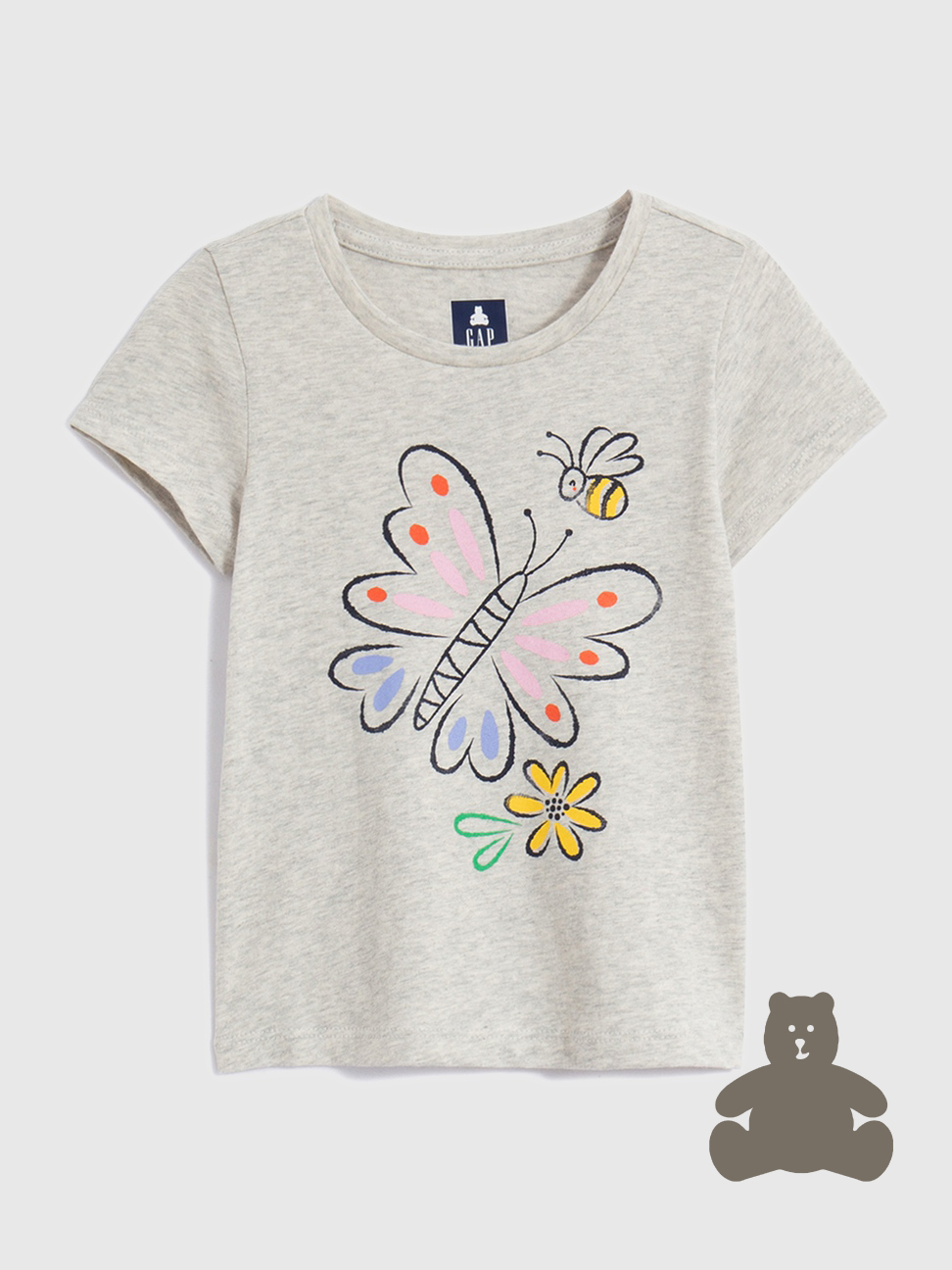 女幼童|純棉印花短袖T恤 布萊納系列-淺灰色