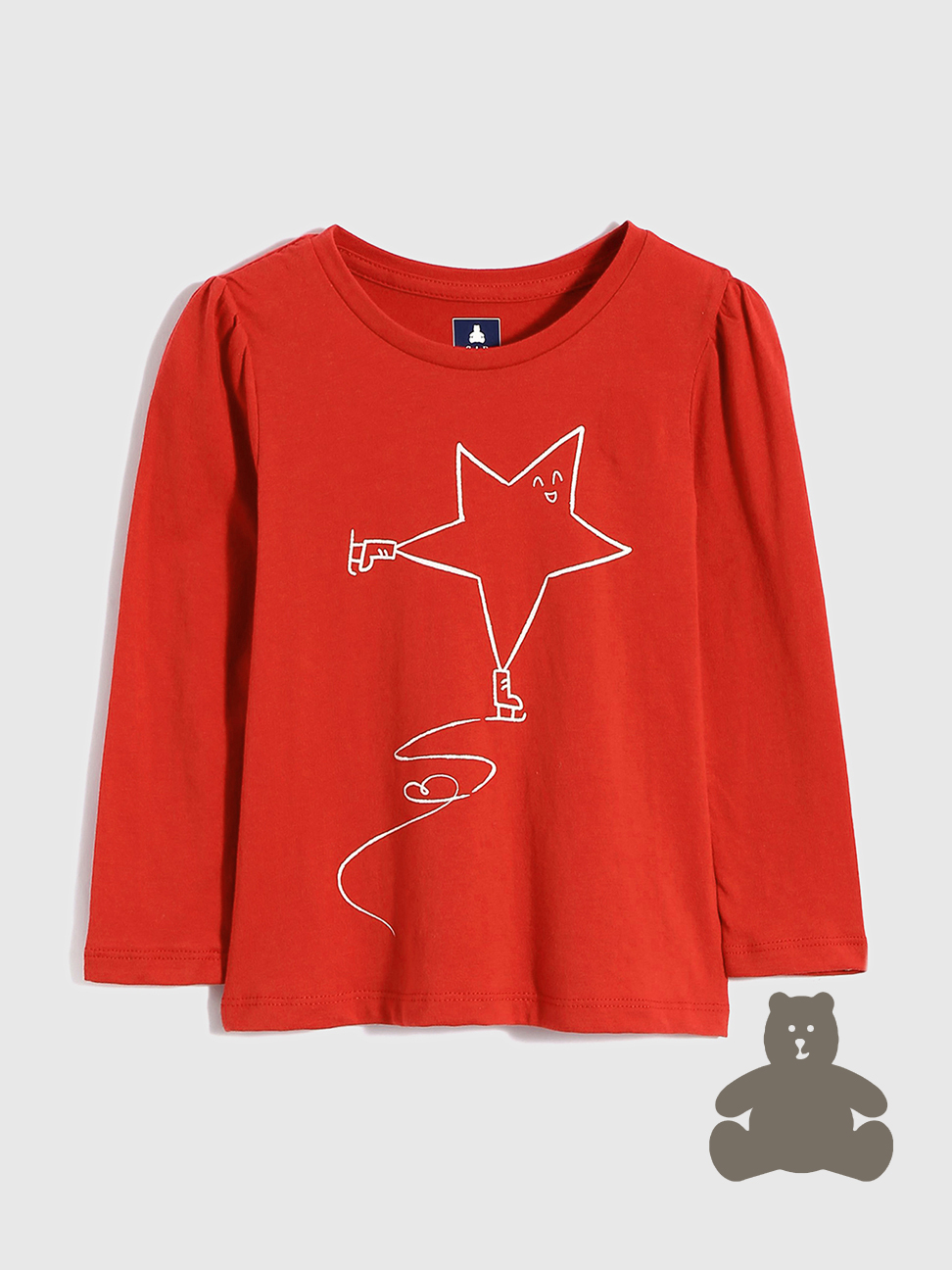 女幼童裝|純棉印花圓領長袖T恤 布萊納系列-紅色