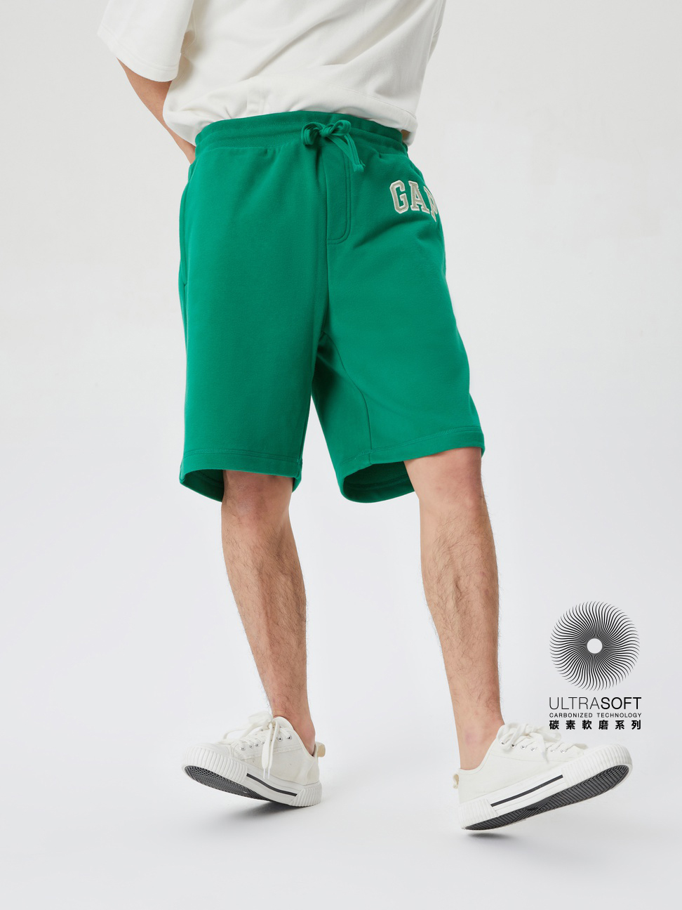 男女同款|碳素軟磨 法式圈織系列 Logo簡約風格鬆緊短褲