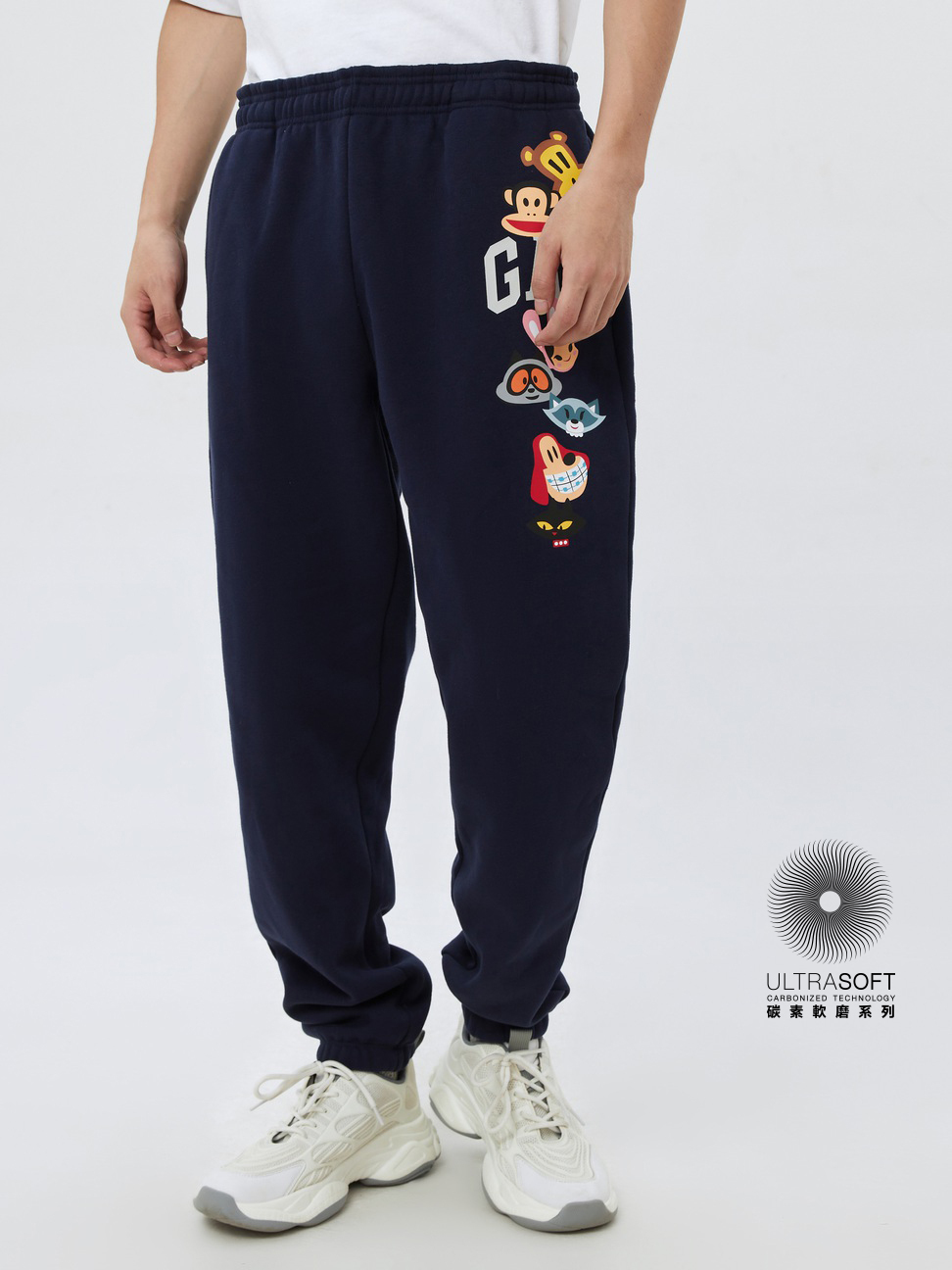 男女同款|Gap x Paul Frank聯名 刷毛長褲-藏藍色