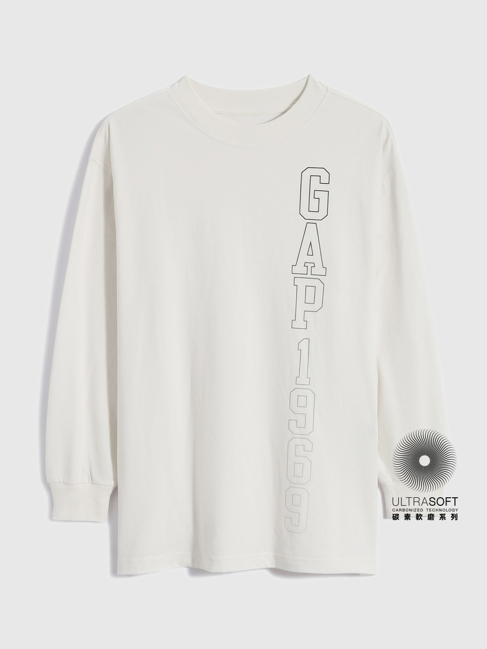 女裝|Logo寬鬆長袖T恤-灰白色