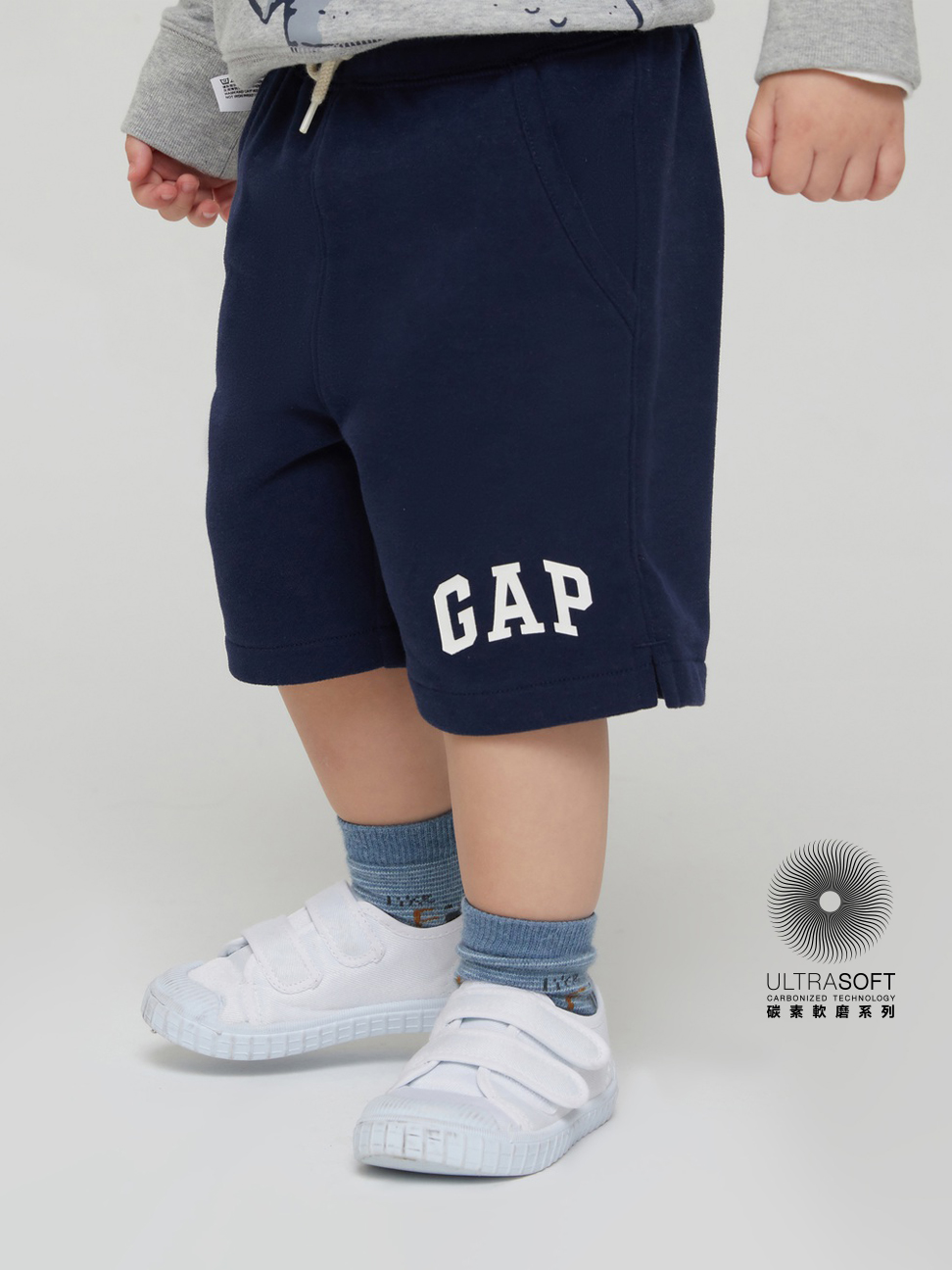 男幼童|Logo休閒短褲-海軍藍