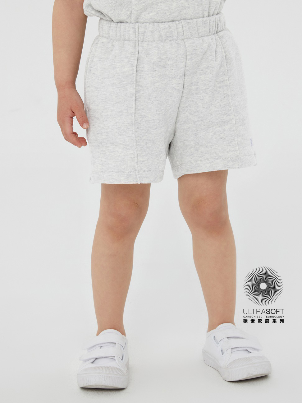 女幼童|碳素軟磨法式圈織系列 Logo寬鬆休閒運動短褲