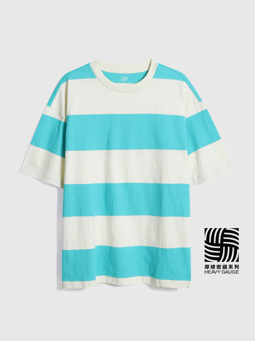 男裝|舒適圓領條紋短袖T恤-藍白條紋