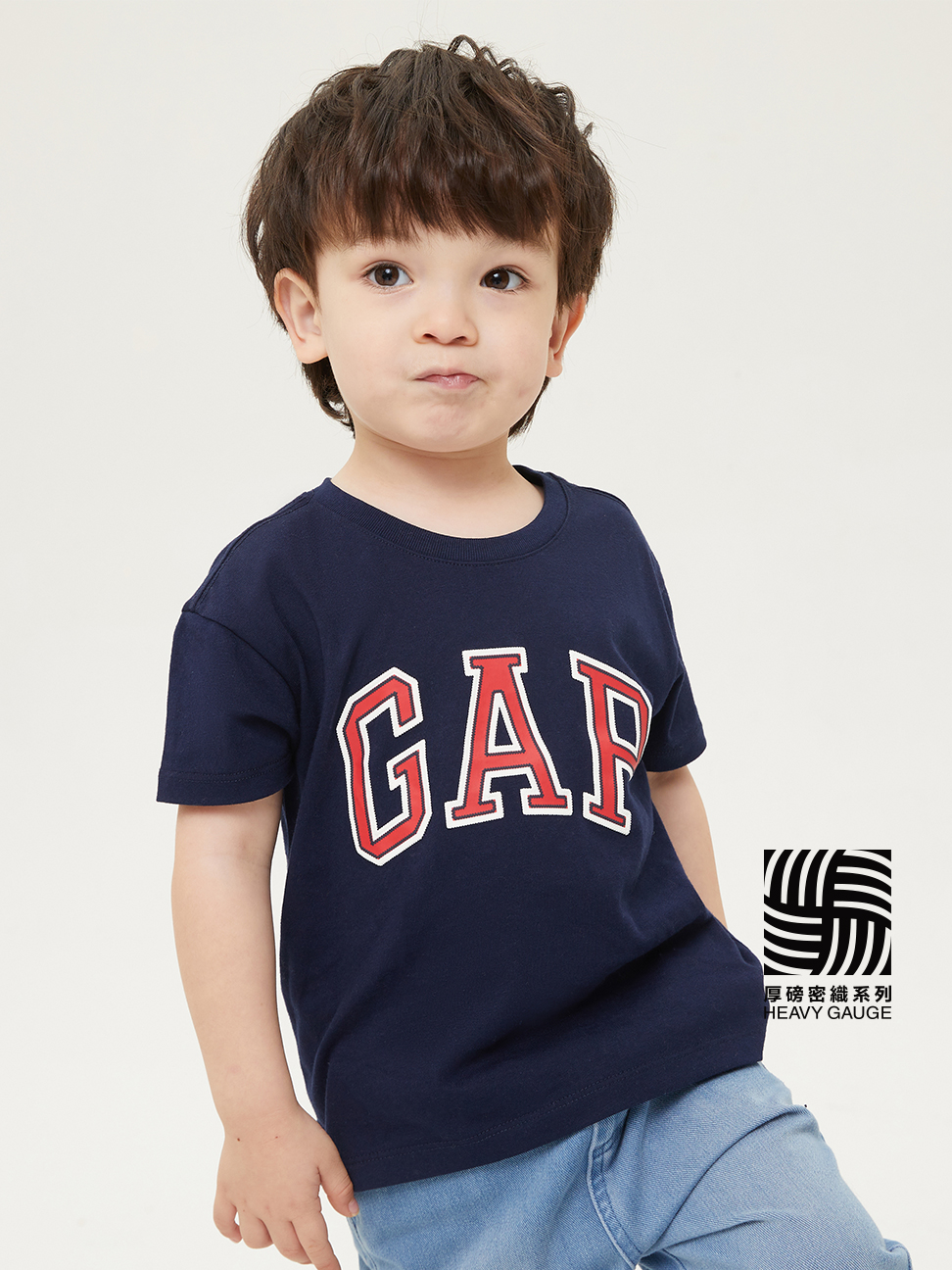 幼童裝|Logo純棉短袖T恤-海軍藍