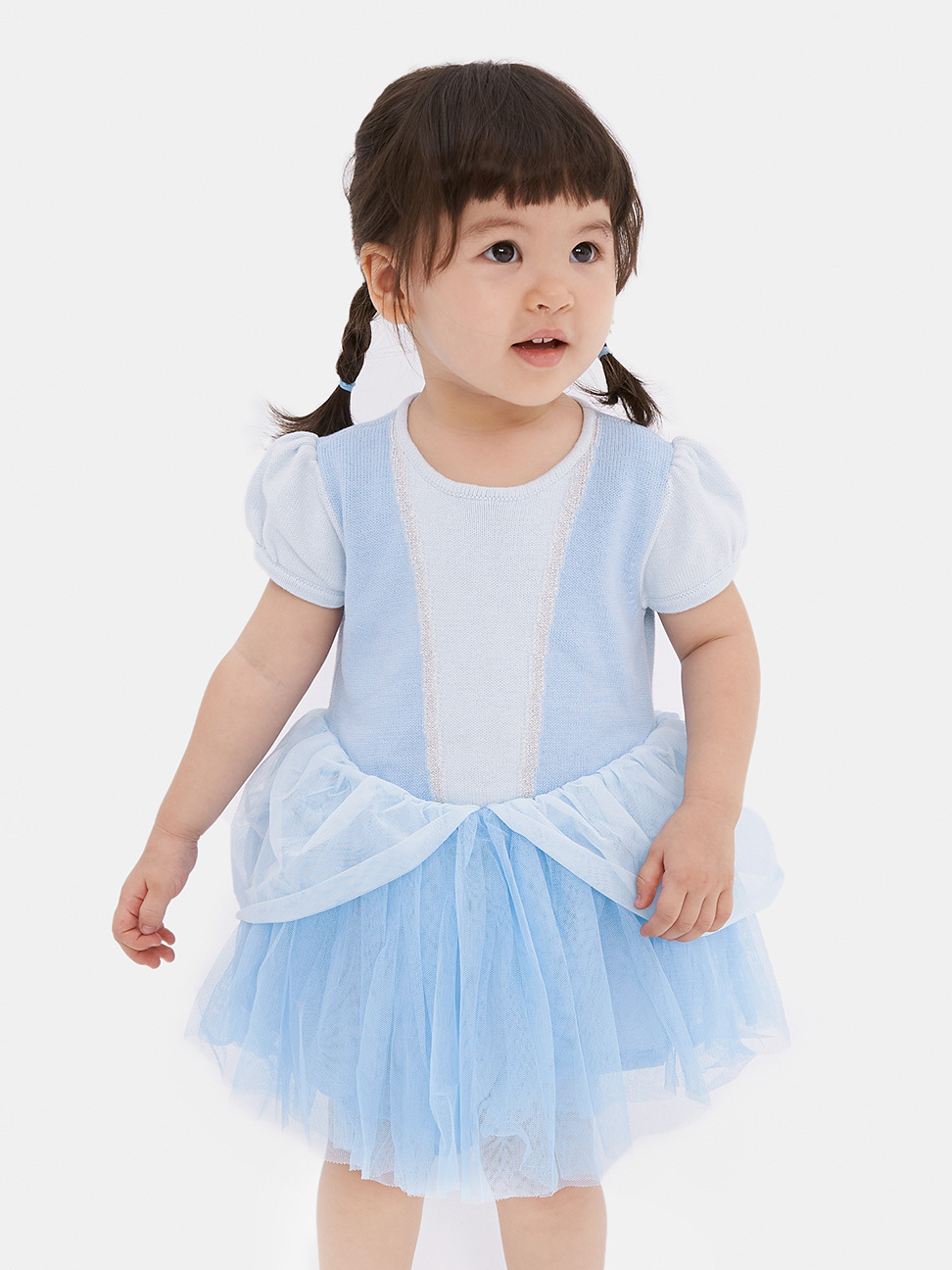 嬰兒裝|Gap x Disney迪士尼聯名 甜美風格拼接紗裙洋裝-淺藍色