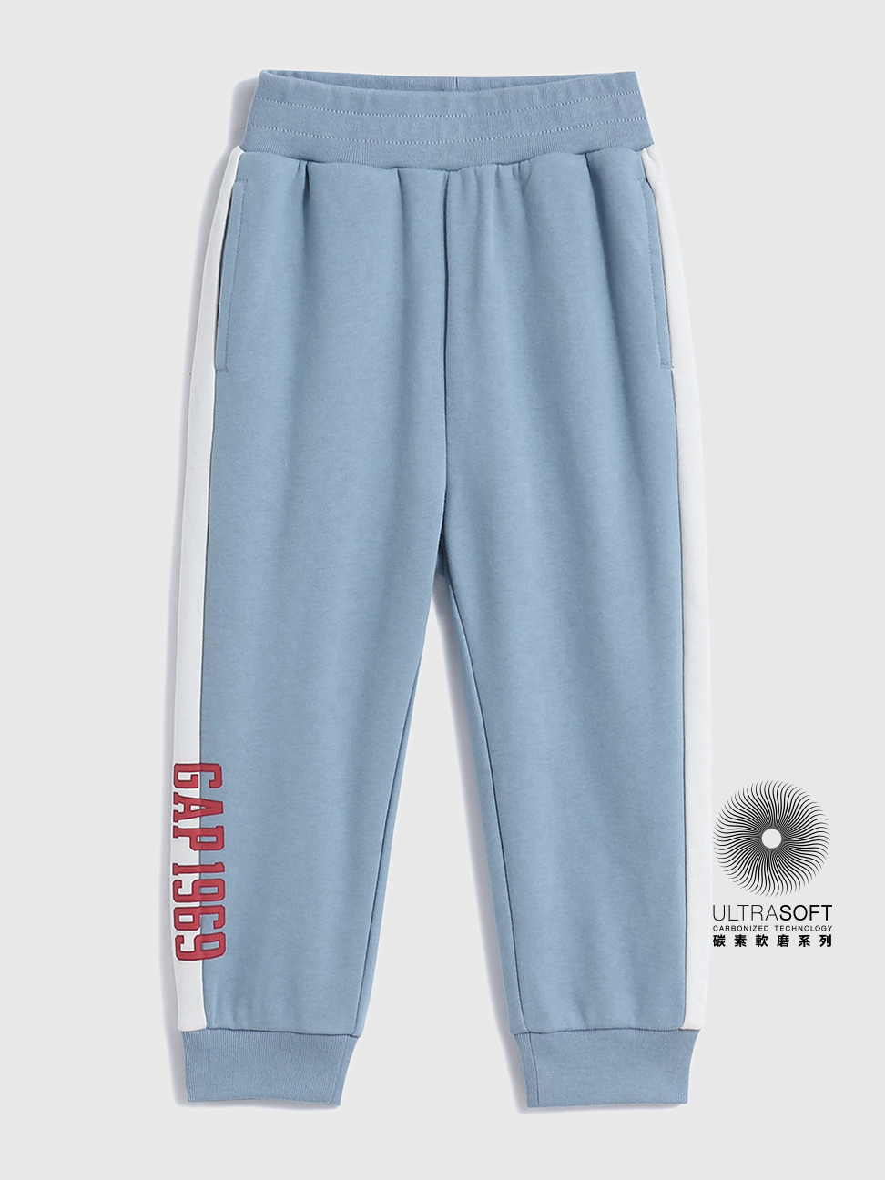 男幼童裝|Logo束口棉褲-藍白拼接