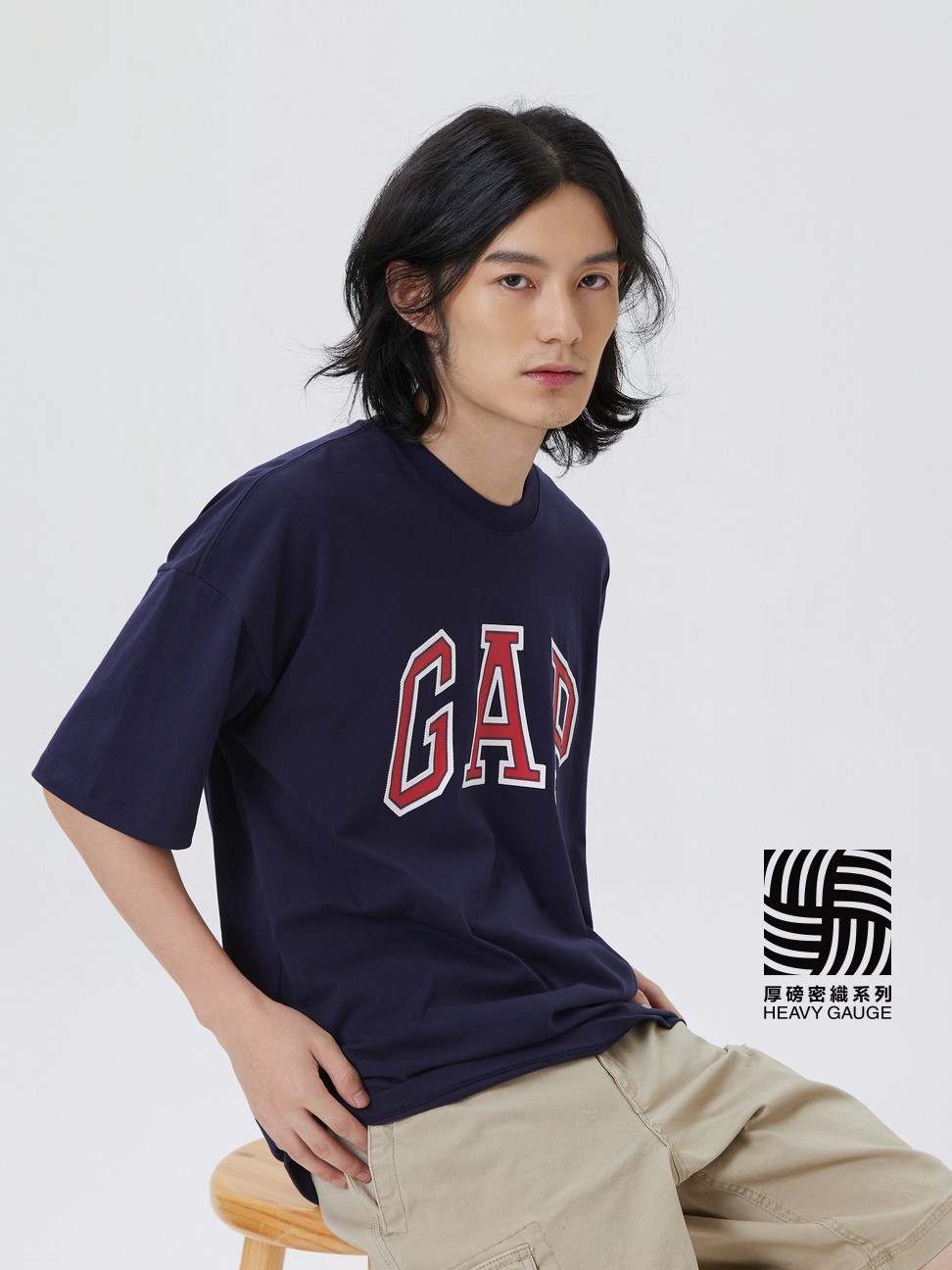 男女同款|Logo純棉短袖T恤-海軍藍