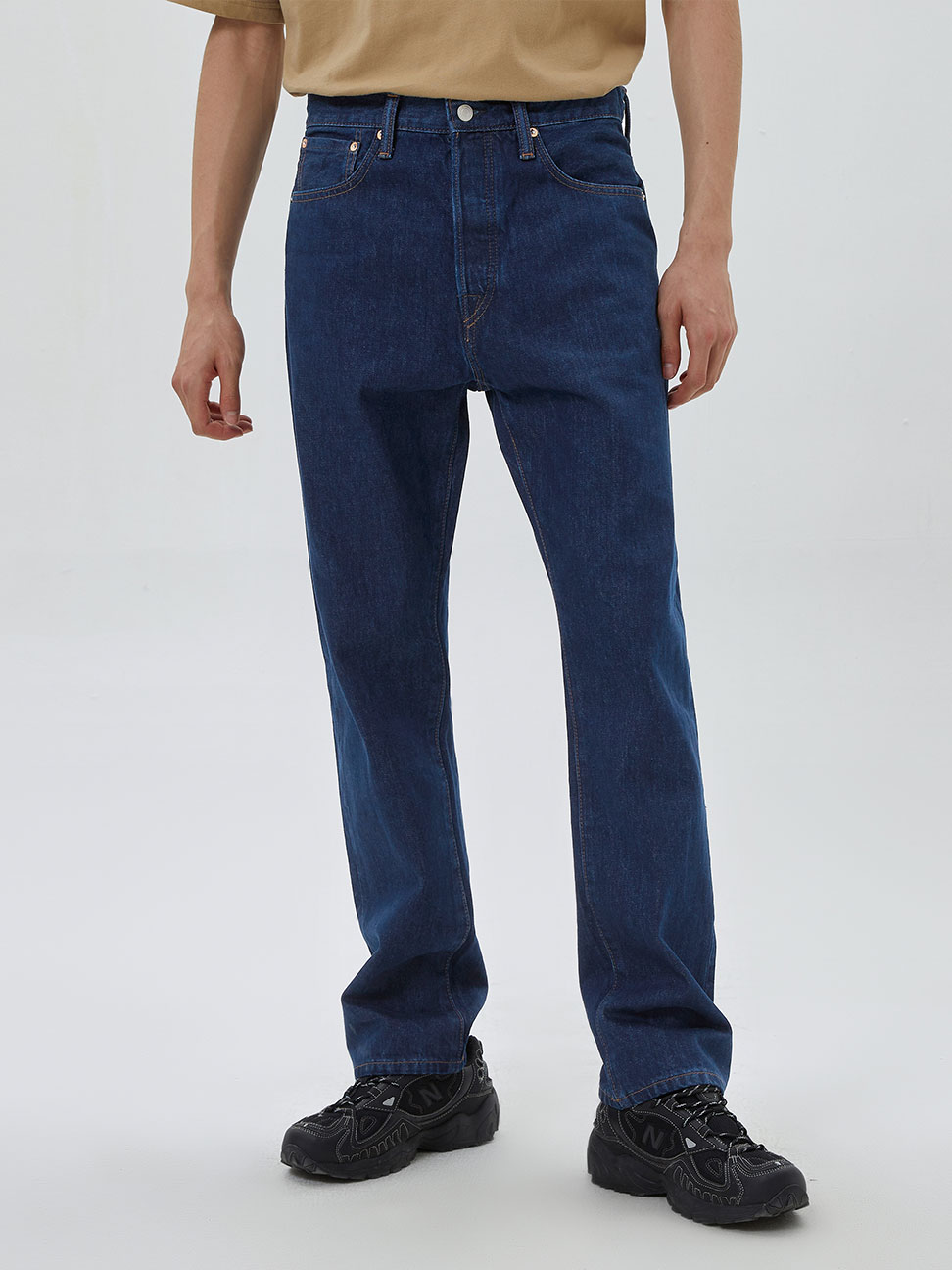 男裝|純棉直筒牛仔褲 90S復古系列-深藍色