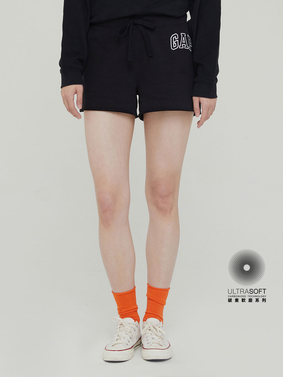 女裝|碳素軟磨法式圈織系列 Logo高腰休閒短褲